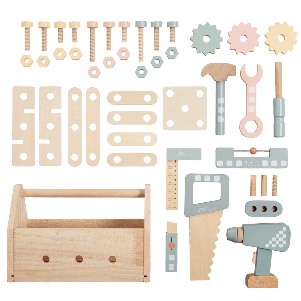 howa Spielwerkzeugkoffer, Werkzeugkiste Werkzeugkasten Kinder mit 45 tlg. Zubehör aus Holz