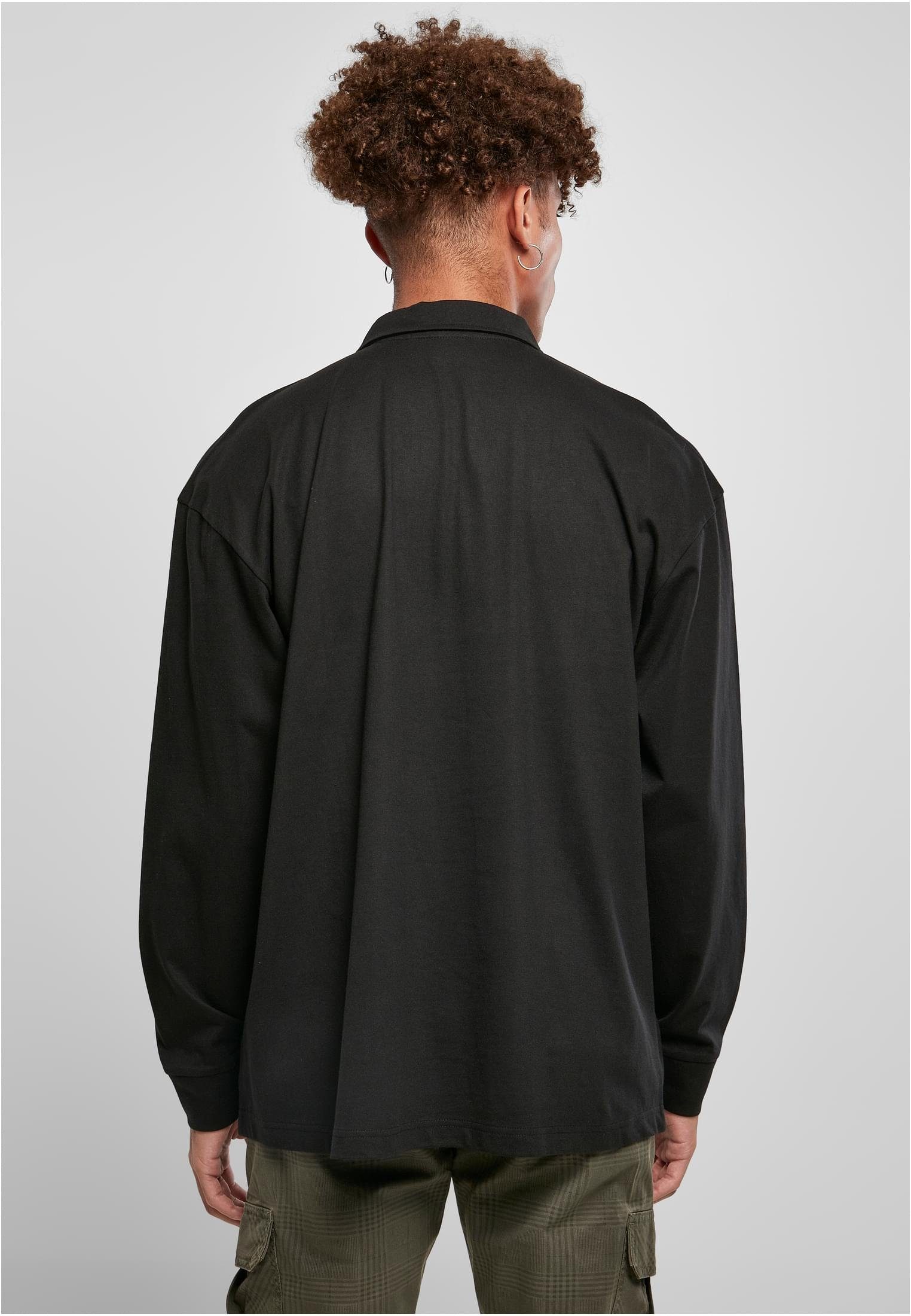 URBAN CLASSICS T-Shirt Heavy (1-tlg) Collar Organic black Herren Longsleeve