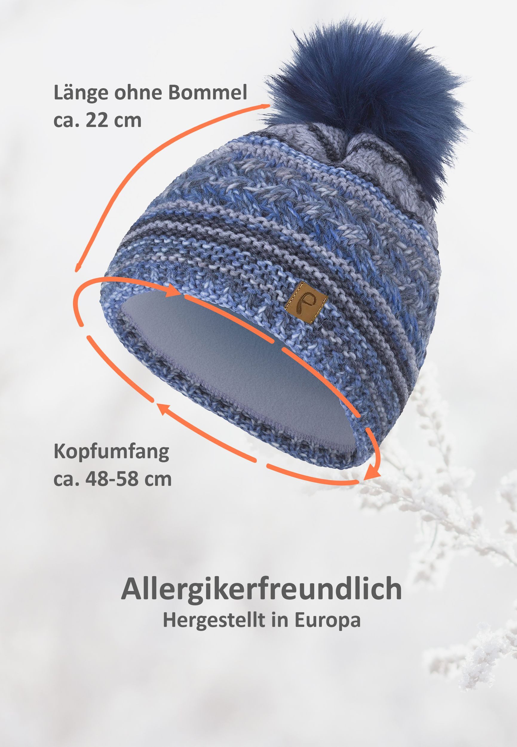 Faera Strickmütze Bommelmütze mit Kunstfell-Bommel und Fleece Futter (1-St., casual) Knit Beanie