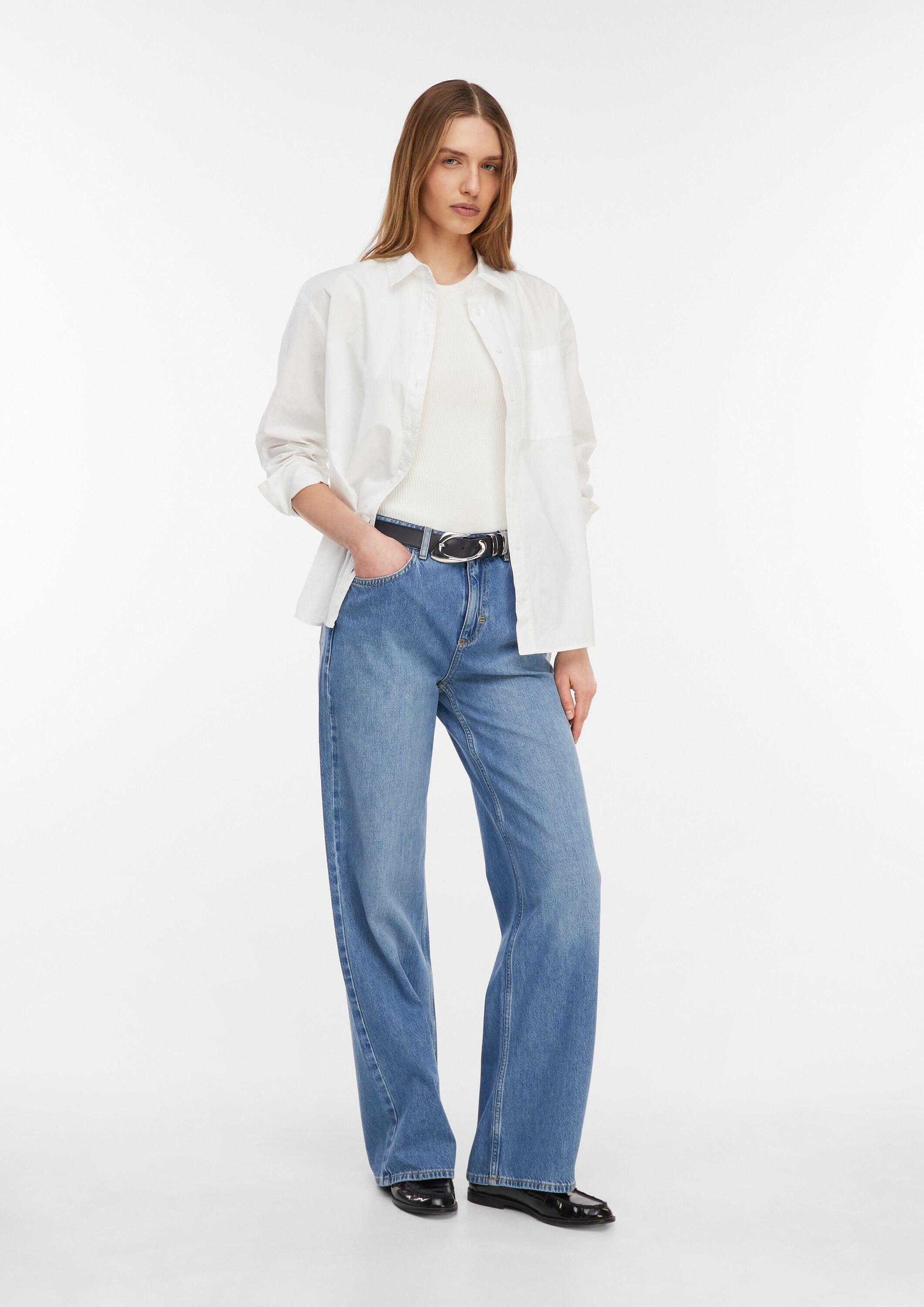 comma Weite Jeans Jeans-Hose Wide-Leg-Jeans mit hohem Bund