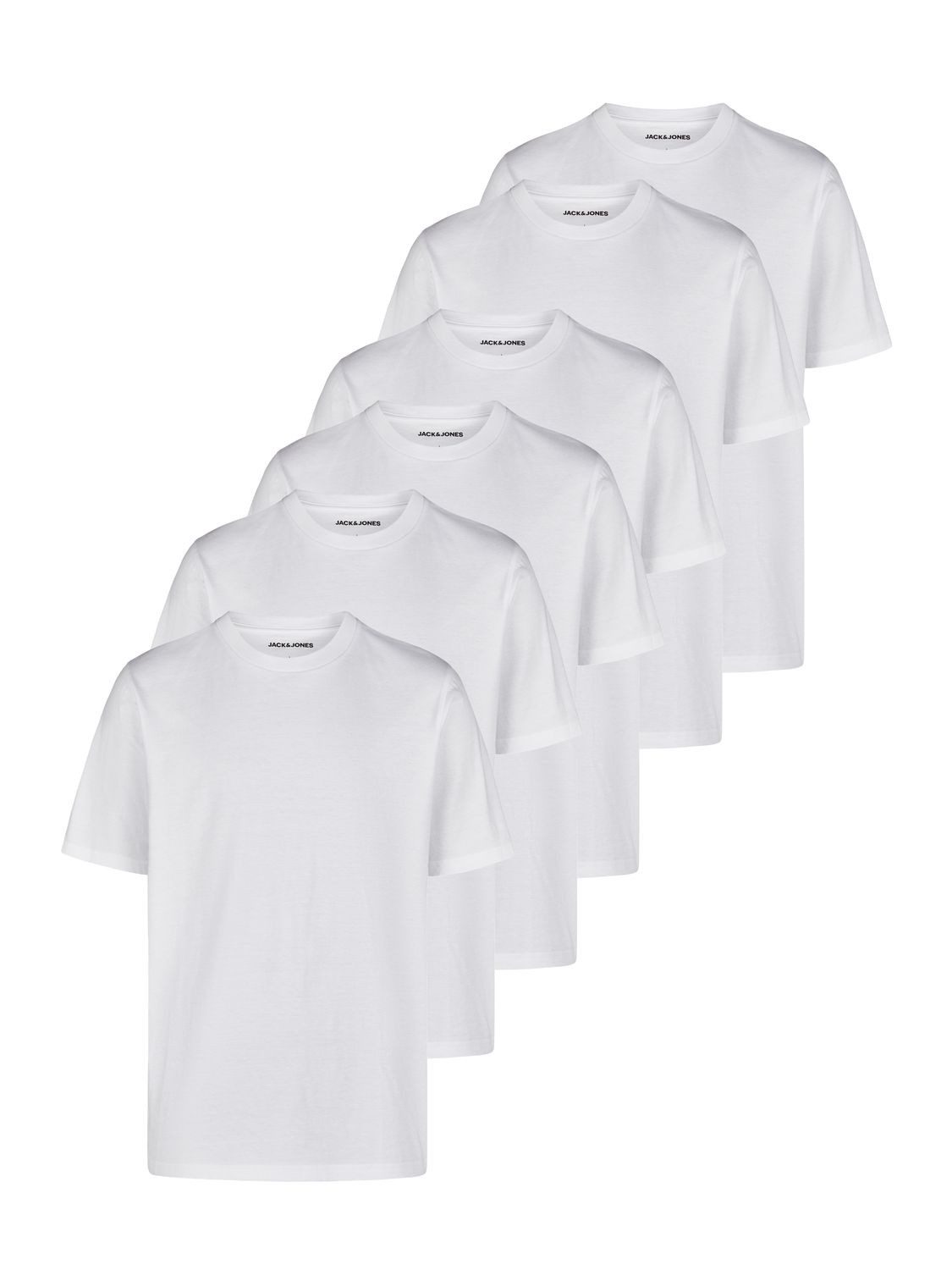 Jack & Jones T-Shirt Herren Basicshirt JACJEANS UNDERWEAR 6er Pack Regular Fit (Vorteilspack, 6-tlg) Kurzarm Tee Shirt mit Rundhalsausschnitt