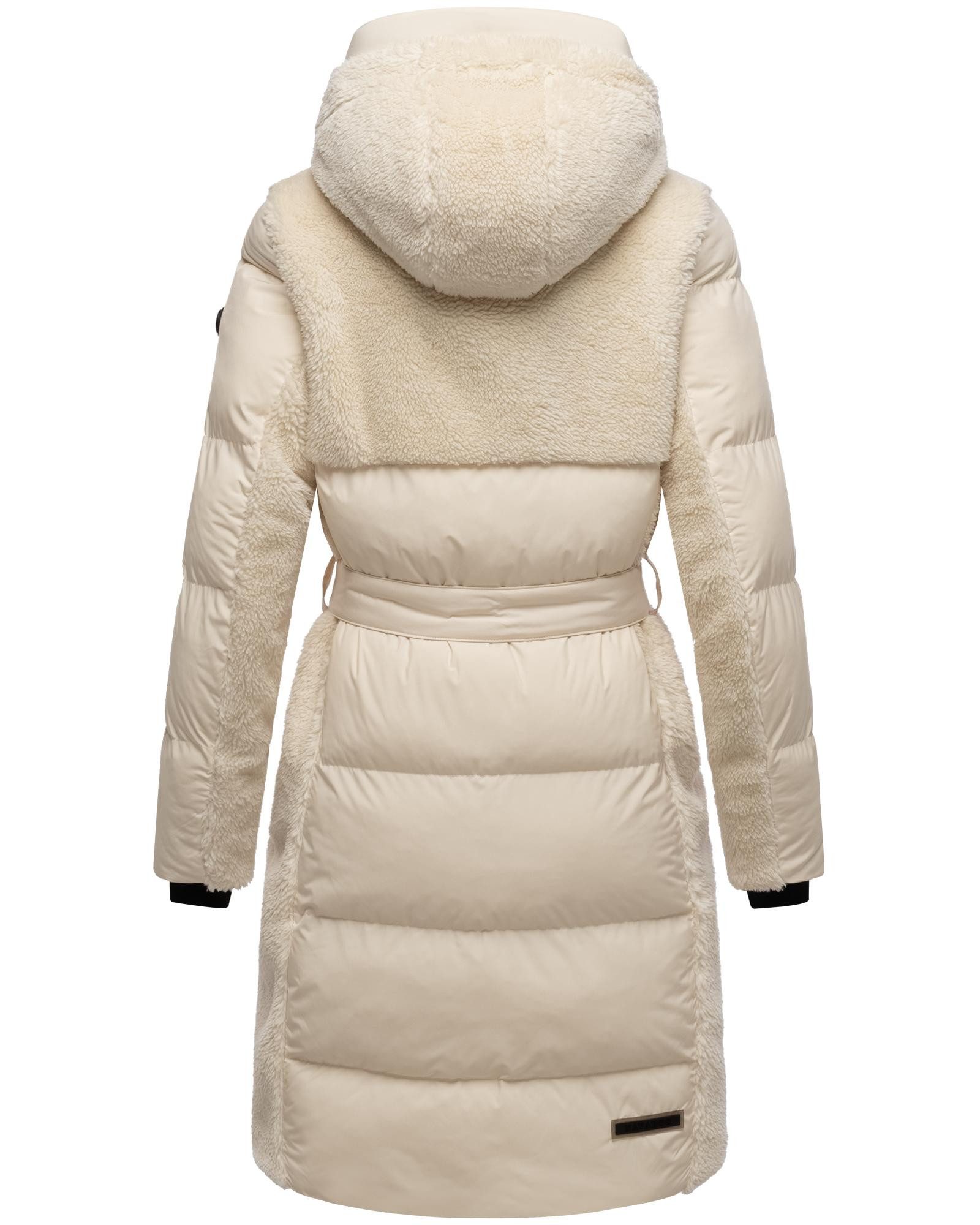Navahoo Wintermantel Funkelteddy 14 Warmer Mantel mit Teddyplüsch-Akzenten und Taillengürtel