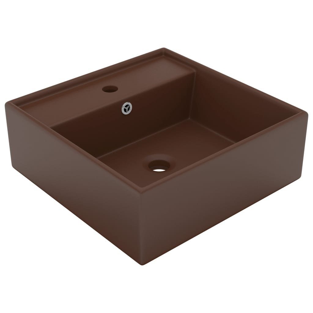 vidaXL Раковины Раковины Badezimmer Aufsatzwaschbecken Überlauf Quadratisch Matt Du