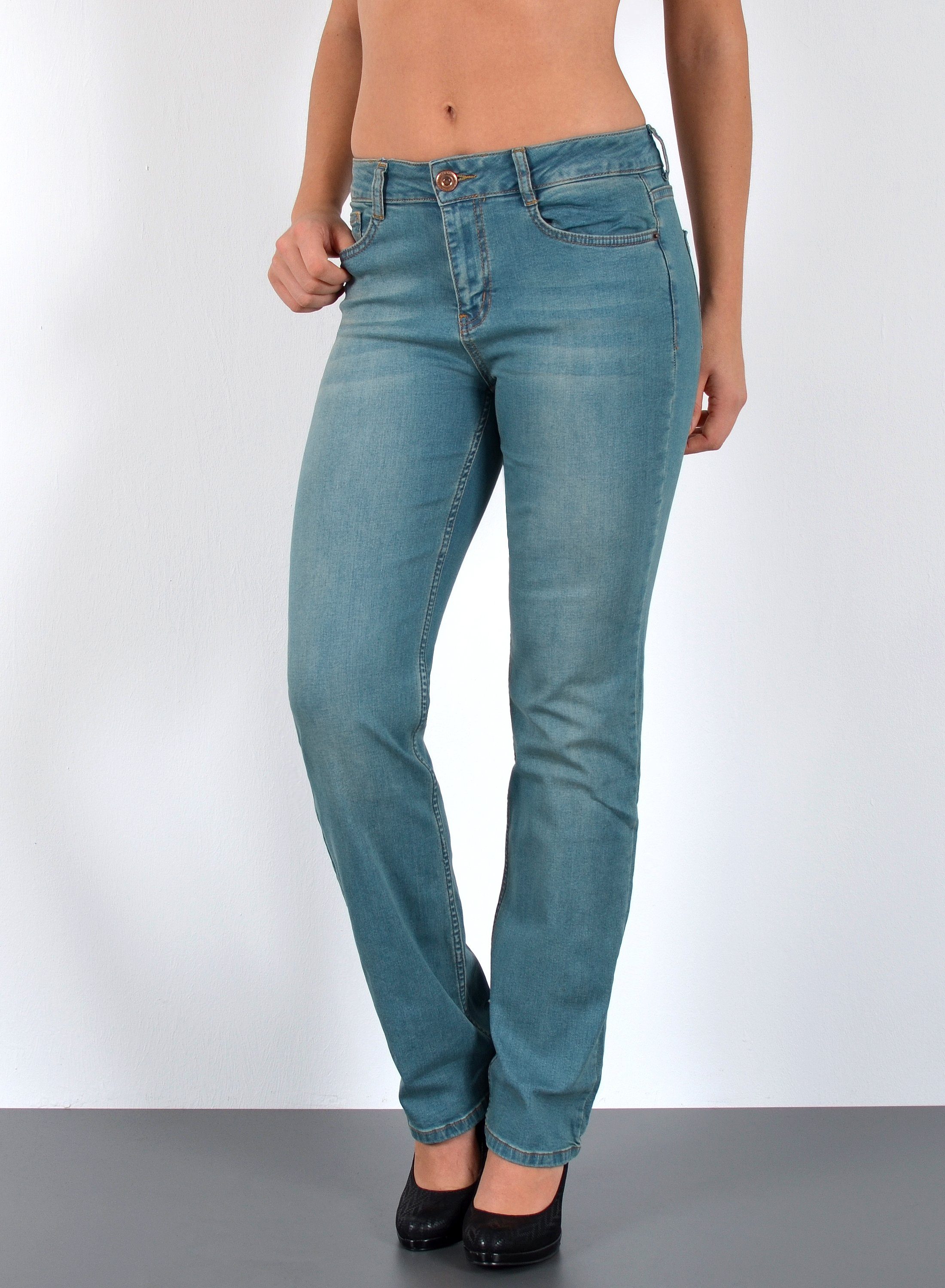 ESRA Straight-Jeans Damen Jeans Gerade hohe günstig online kaufen