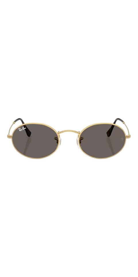 Ray-Ban Sonnenbrille Ray-Ban Oval Flat Lenses Sonnenbrille Gold Grau Metall Unisex