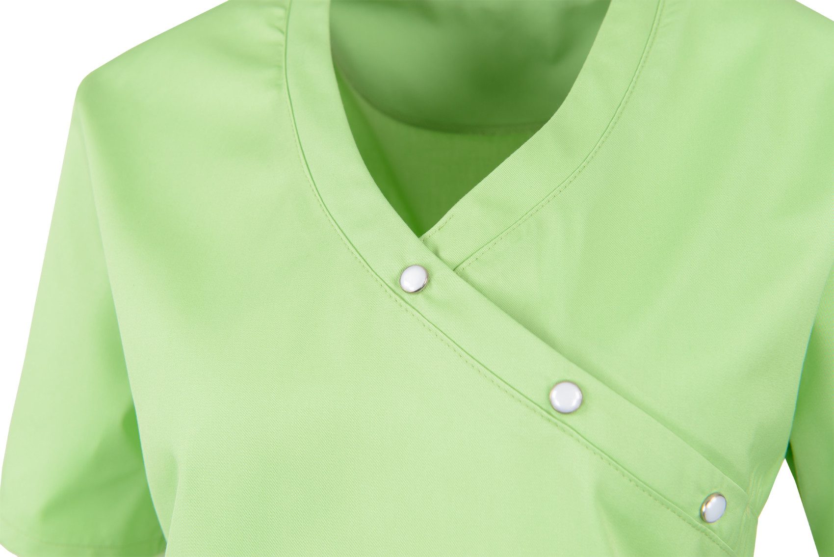 BEB Schlupfbluse beb MEDIZIN/PFLEGE Damen KASACK Kurz V-Neck Baumwollmix Apfelgrün – Bild 4 von 5