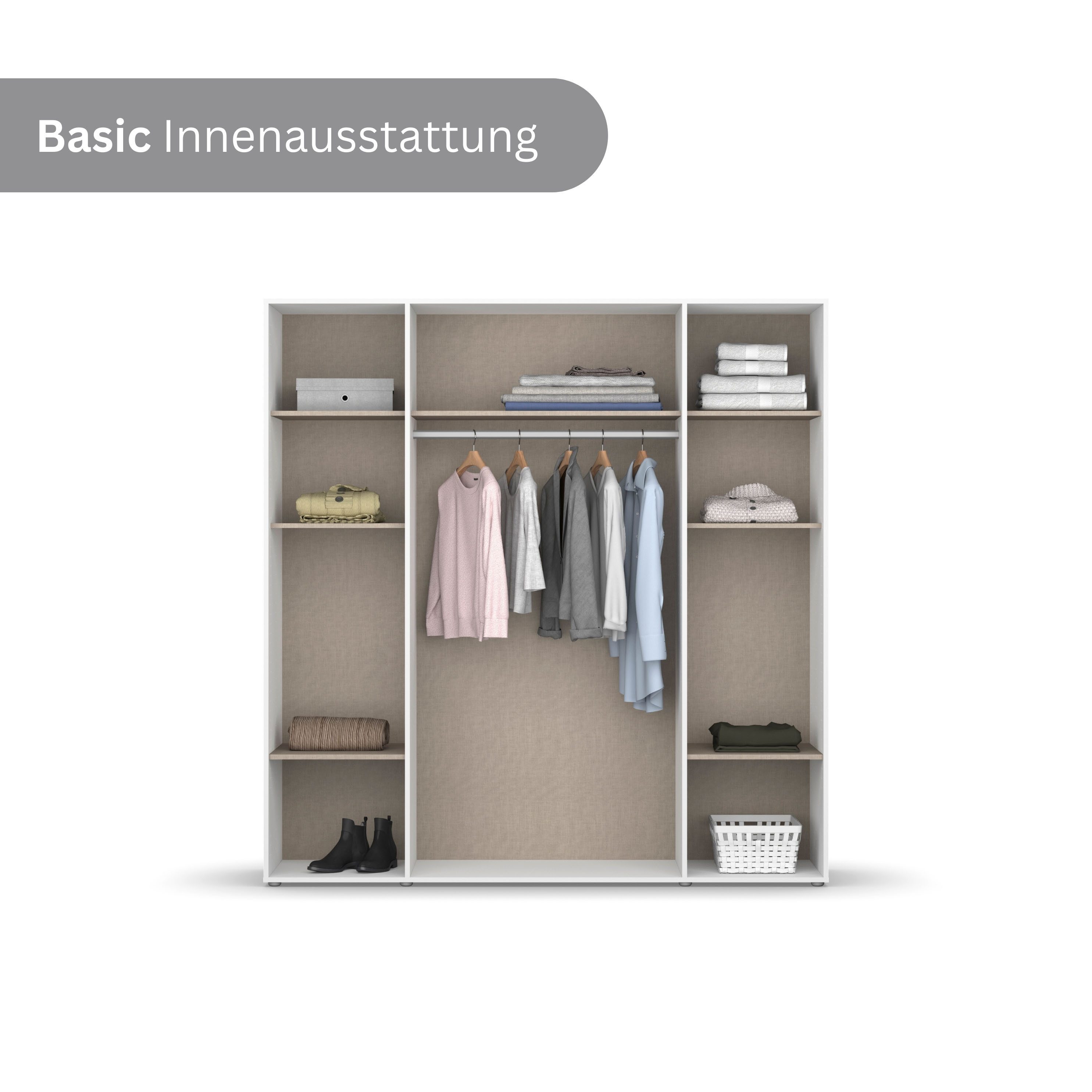 rauch Drehtürenschrank Kleiderschrank Schrank Garderobe Wäscheschrank NABILA viel Stauraum (in 3 verschiedenen Ausstattungen BASIC/CLASSIC/PREMIUM) in 2 Breiten – Bild 4 von 5