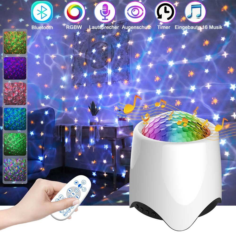 Rosnek LED Nachtlicht Bluetooth, Galaxie Starry, Lautsprecher, Geschenke für Kinder, USB, Rot,Grün,Blau,Weiß, USB,mit Fernbedienung