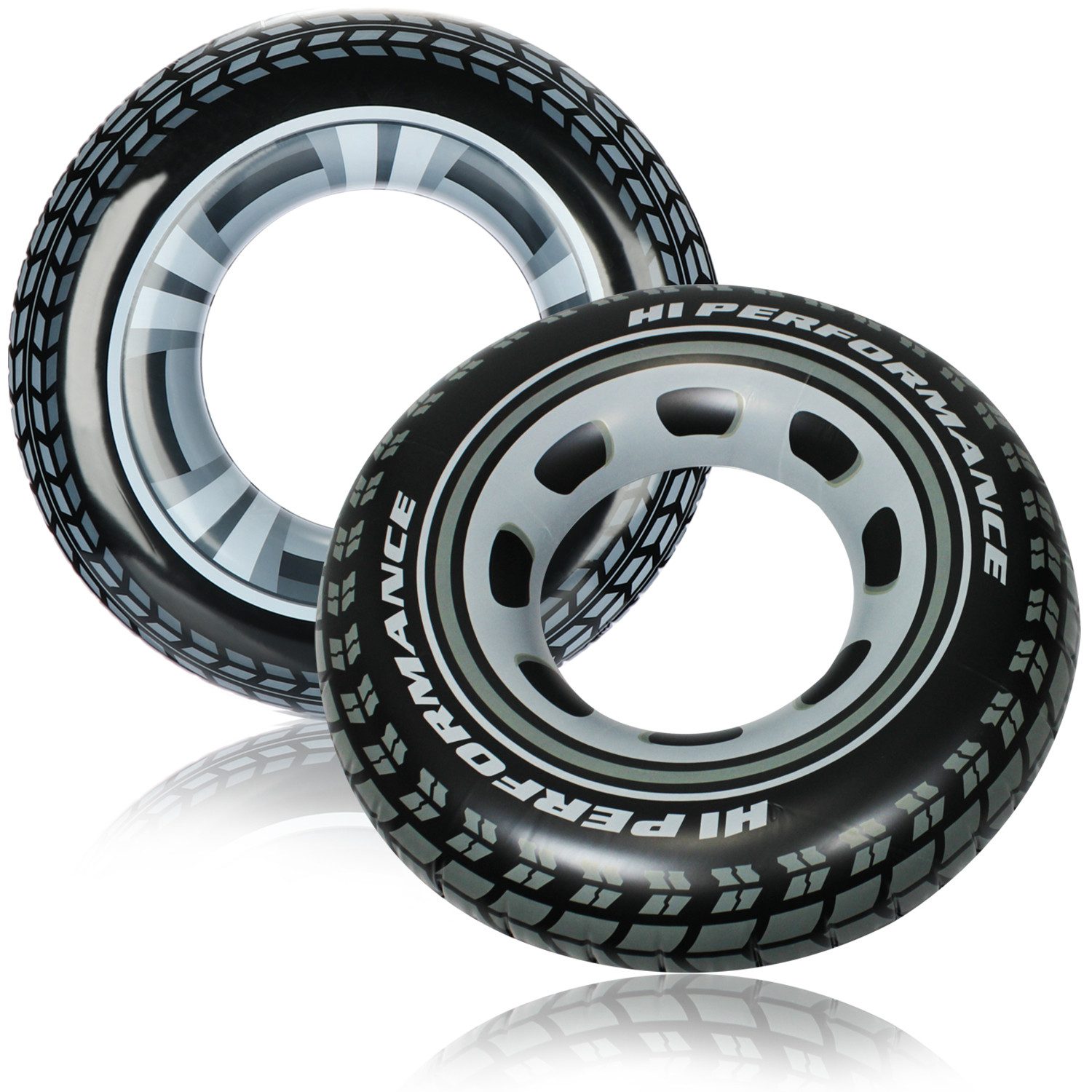 com-four Schwimmring Schwimmreifen als Autoreifen (2-tlg), Aufblasbarer Schwimmring Monster Truck Schwimmreifen