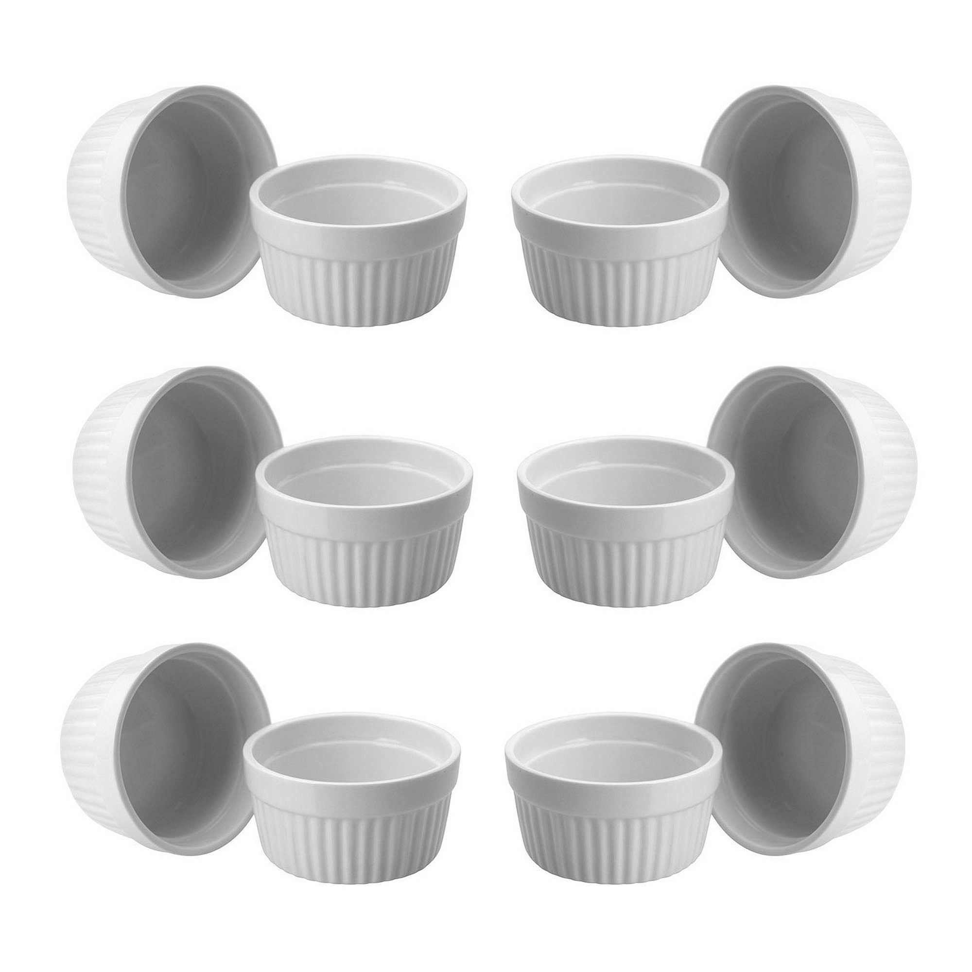 Auflaufform 12er Set Creme Brulee Schälchen Weiß 9 cm Förmchen aus Keramik 185 ml