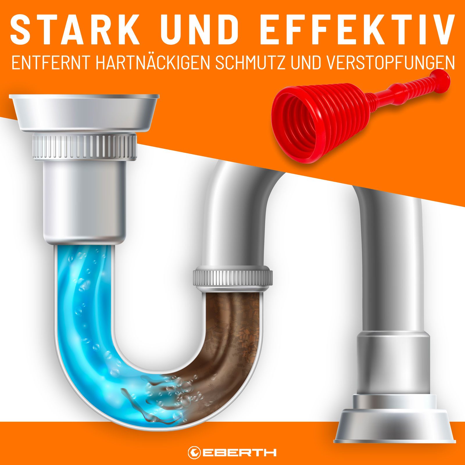 EBERTH Pümpel Pömpel zur effektiven Reinigung von Waschbecken, Aufsatz Ø 120 mm, Rohrreiniger Saugglocke – Bild 4 von 5