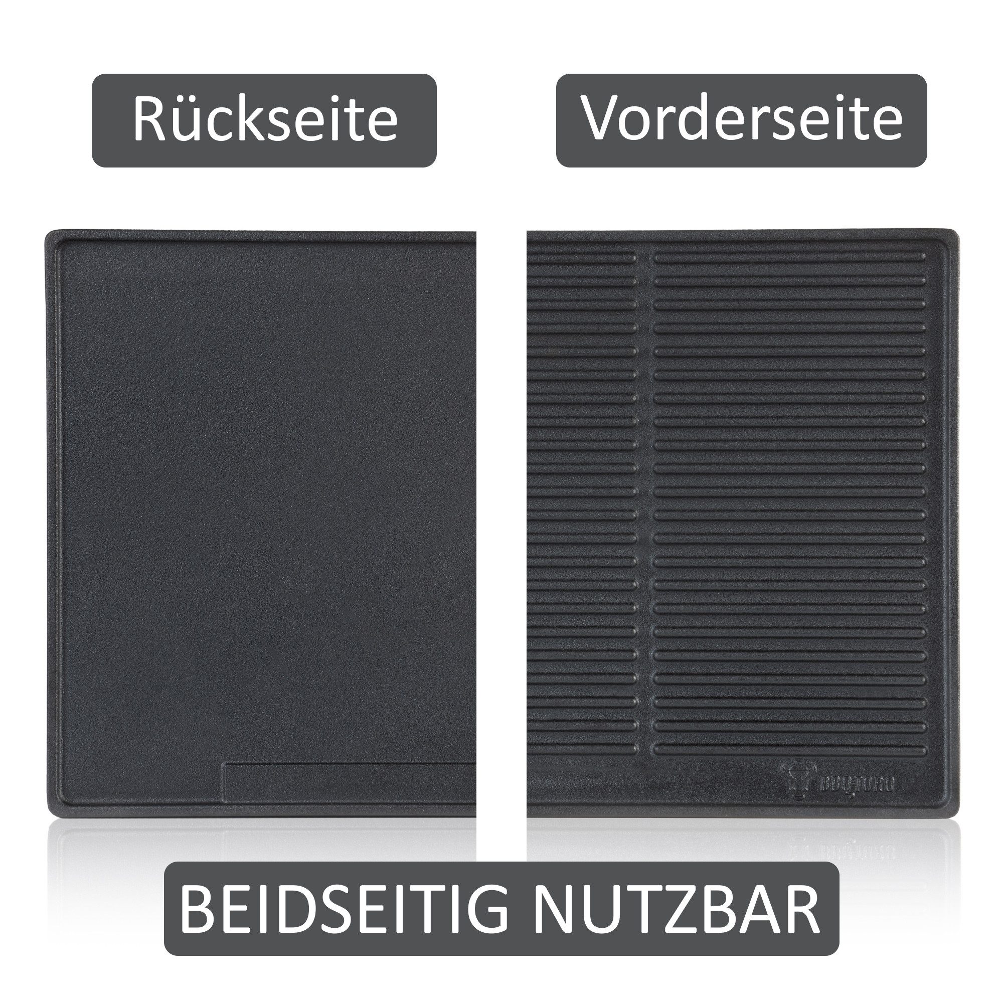 BBQ-Toro Grillplatte Gusseisen Grillplatte 48 x 31,5 cm, Wendeplatte pre-seasoned (1-St), Mit Ablaufloch