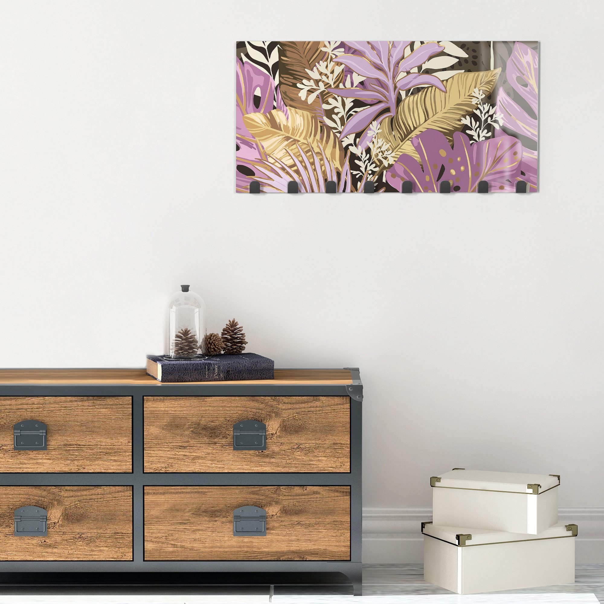 DEQORI Kleiderhaken 'Tropisches Juwel', Glas Garderobe Paneel magnetisch beschreibbar