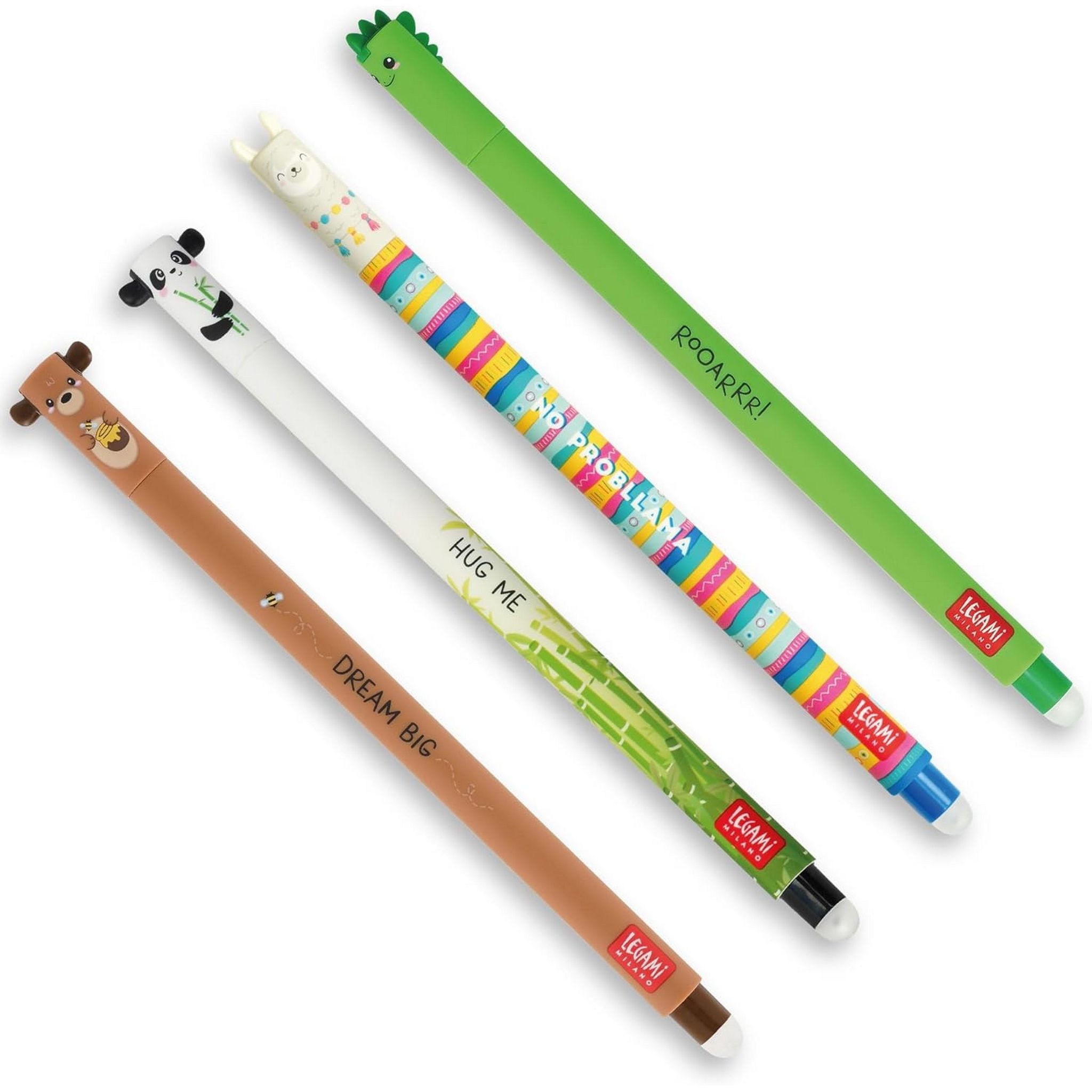 Legami Gelschreiber LEGAMI 4er Set Gel Stift DINO TEDDY PANDA LAMA Stärke 0,7mm v3