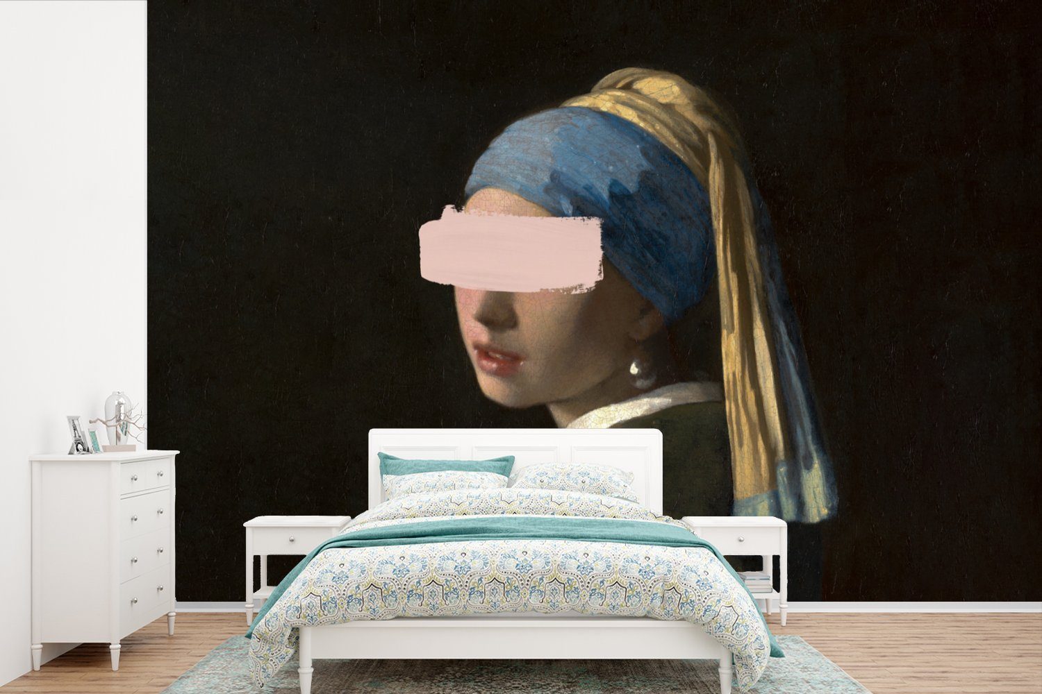 MuchoWow Fototapete Wallpaper Vermeer Matt, Schlafzimmer, Gemälde, St), Mädchen Wohnzimmer, für (6 bedruckt, Tapete mit Kinderzimmer, - Perlenohrring - Vinyl