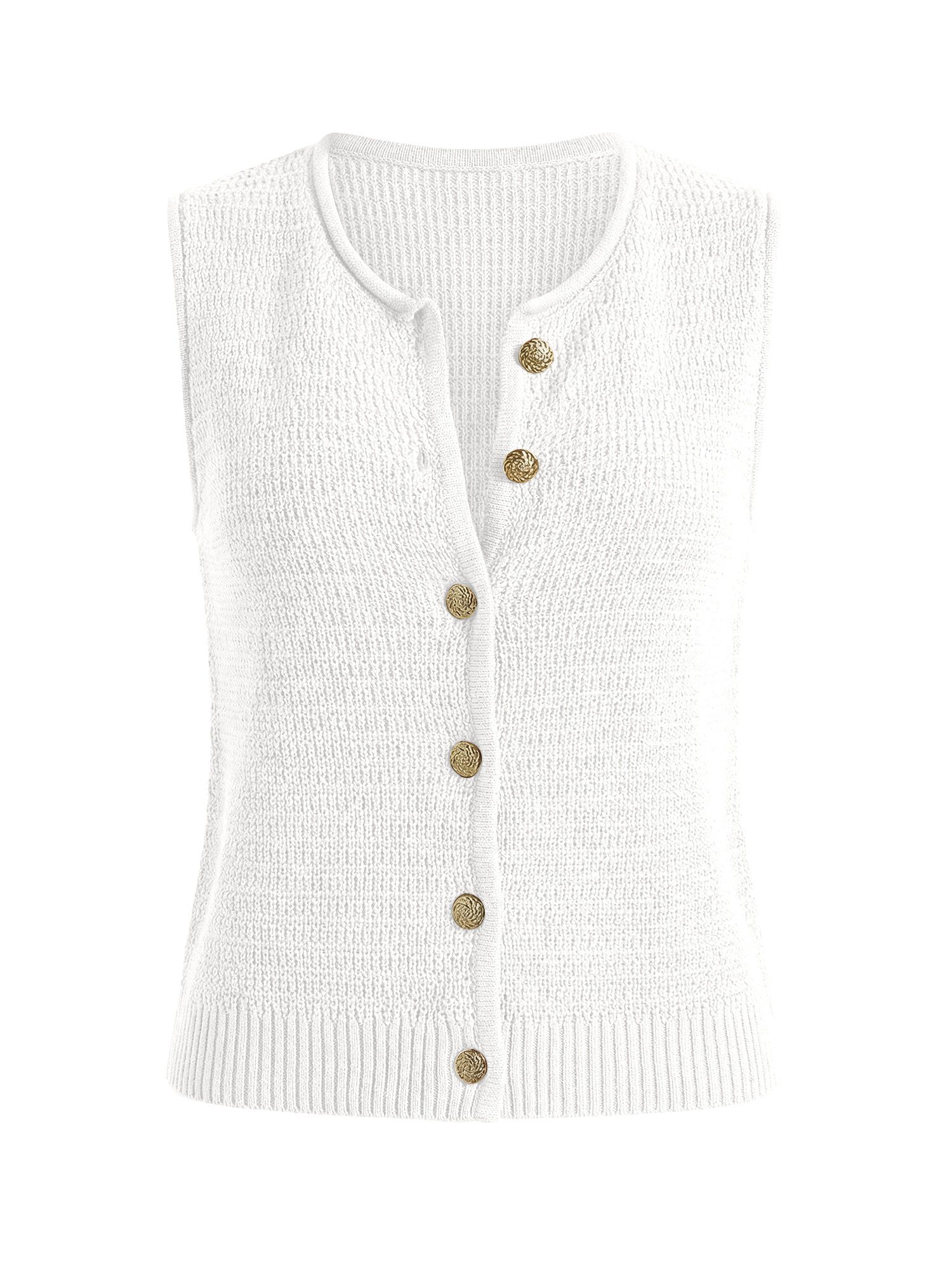 Imily Bela Kurzweste Damen Ärmellose Strickweste mit Knopfleiste (Packung, 1-tlg., 1per-Pack) einfarbig