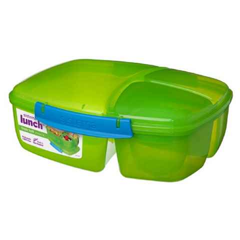 sistema Lunchbox Proviantbox Triple Split mit Jogurtbecher, 3- Fach unterteilt: 2 kleinere Fächer + 1 großes Fach