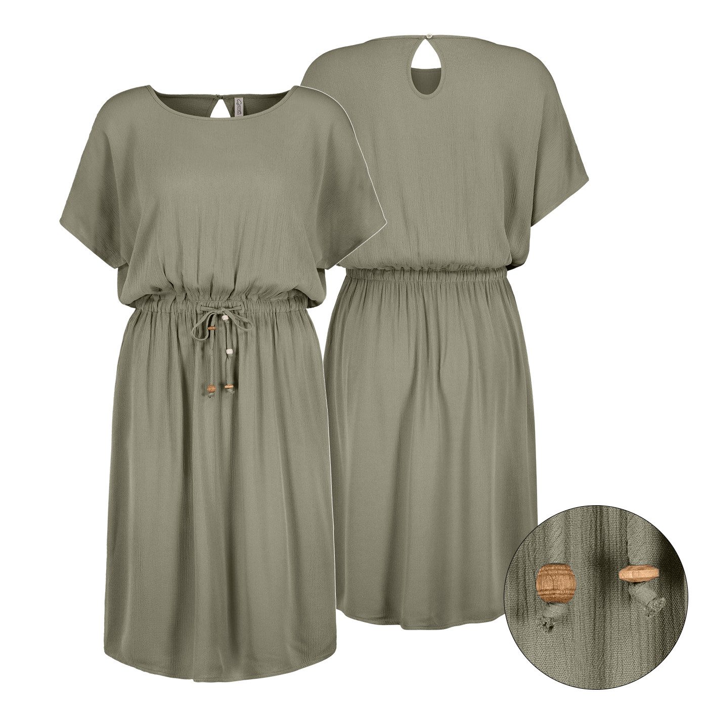 Eight2Nine Sommerkleid Damen Luftiges Sommerkleid aus Viskose mit Bindegürtel Sommerkleid