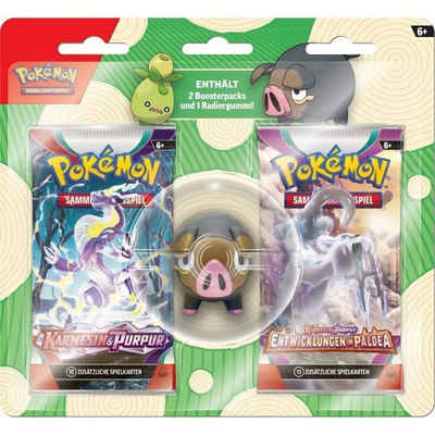 The Pokémon Company International Sammelkarte Pokémon - Radiergummi zur Einschulung, + 2 Booster Packs (deutsch)