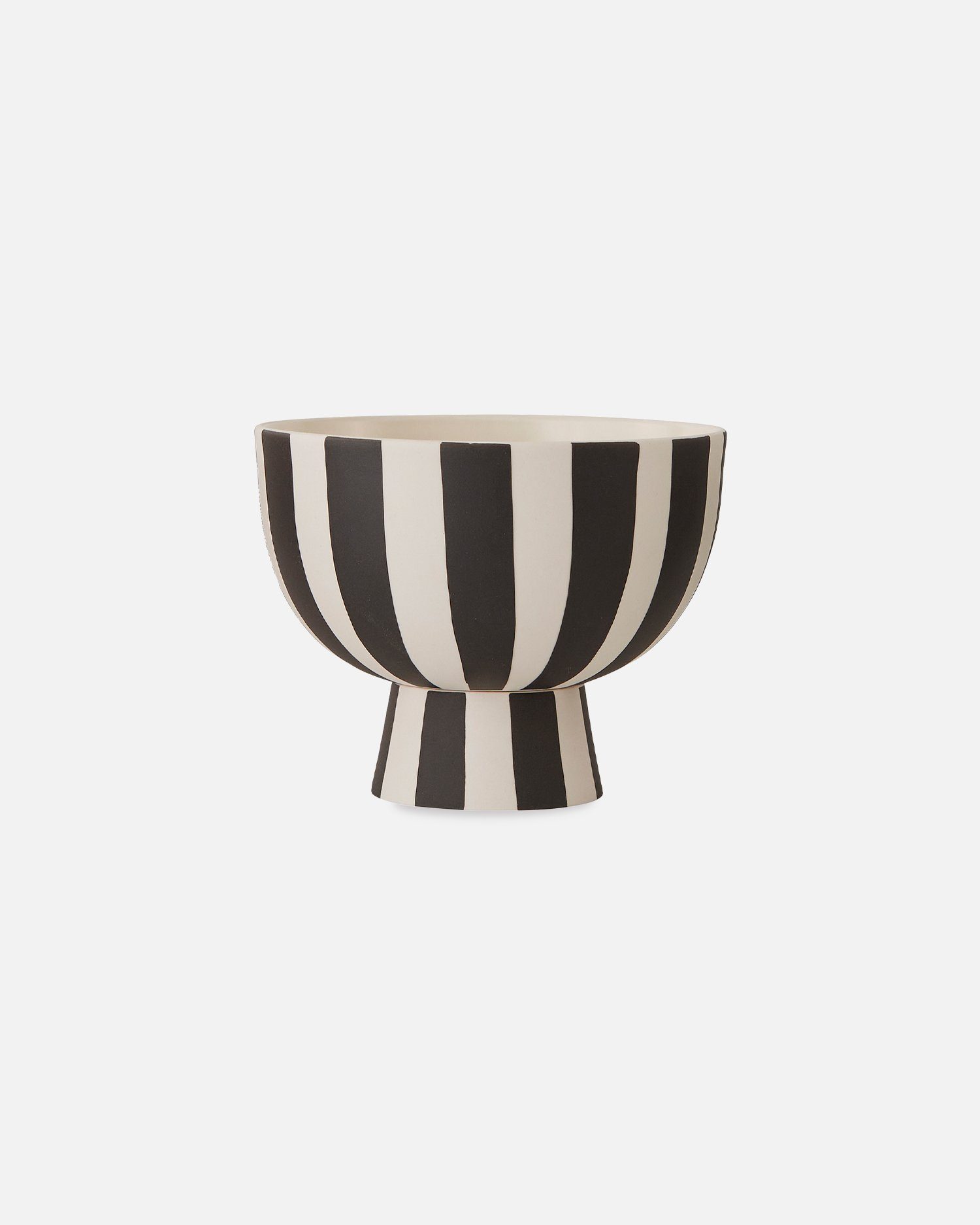 OYOY Dekoschüssel Toppu Mini Bowl Gestreift aus H10cm, Keramik x Dekoschale Schwarz/Weiß - Ø12