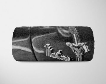 Sinus Art Handtücher Handtuch Strandhandtuch Saunatuch Kuscheldecke mit Fotomotiv Ford Mustang 66er, Baumwolle-Polyester-Mix (1-St), Handtuch