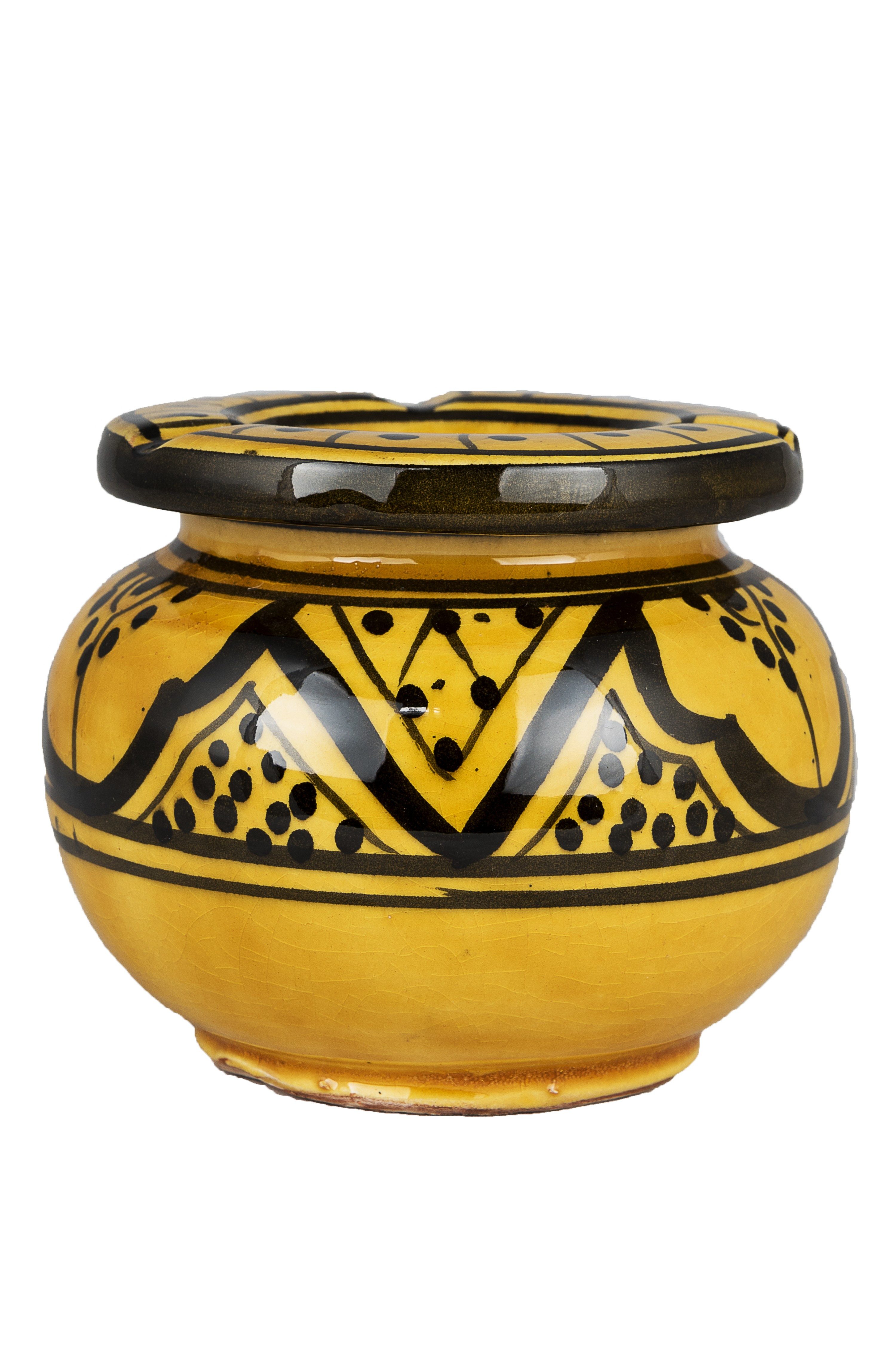 Marrakesch Orient & Mediterran Interior Aschenbecher Marokkanischer Aschenbecher Ada aus Keramik bunt rund 11 cm Wohndeko, Handarbeit
