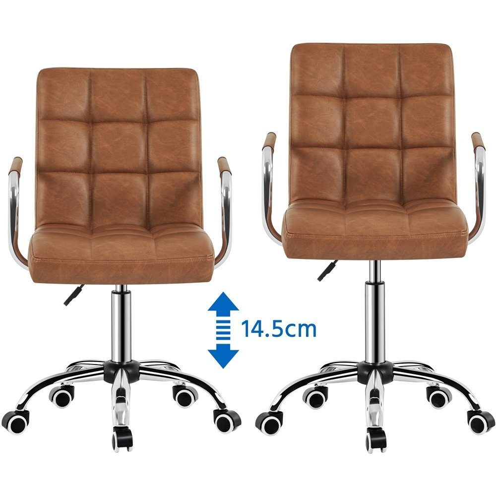 Yaheetech Drehstuhl höhenverstellbar Bürostuhl Chefsessel, Retro ergonomischer Braun