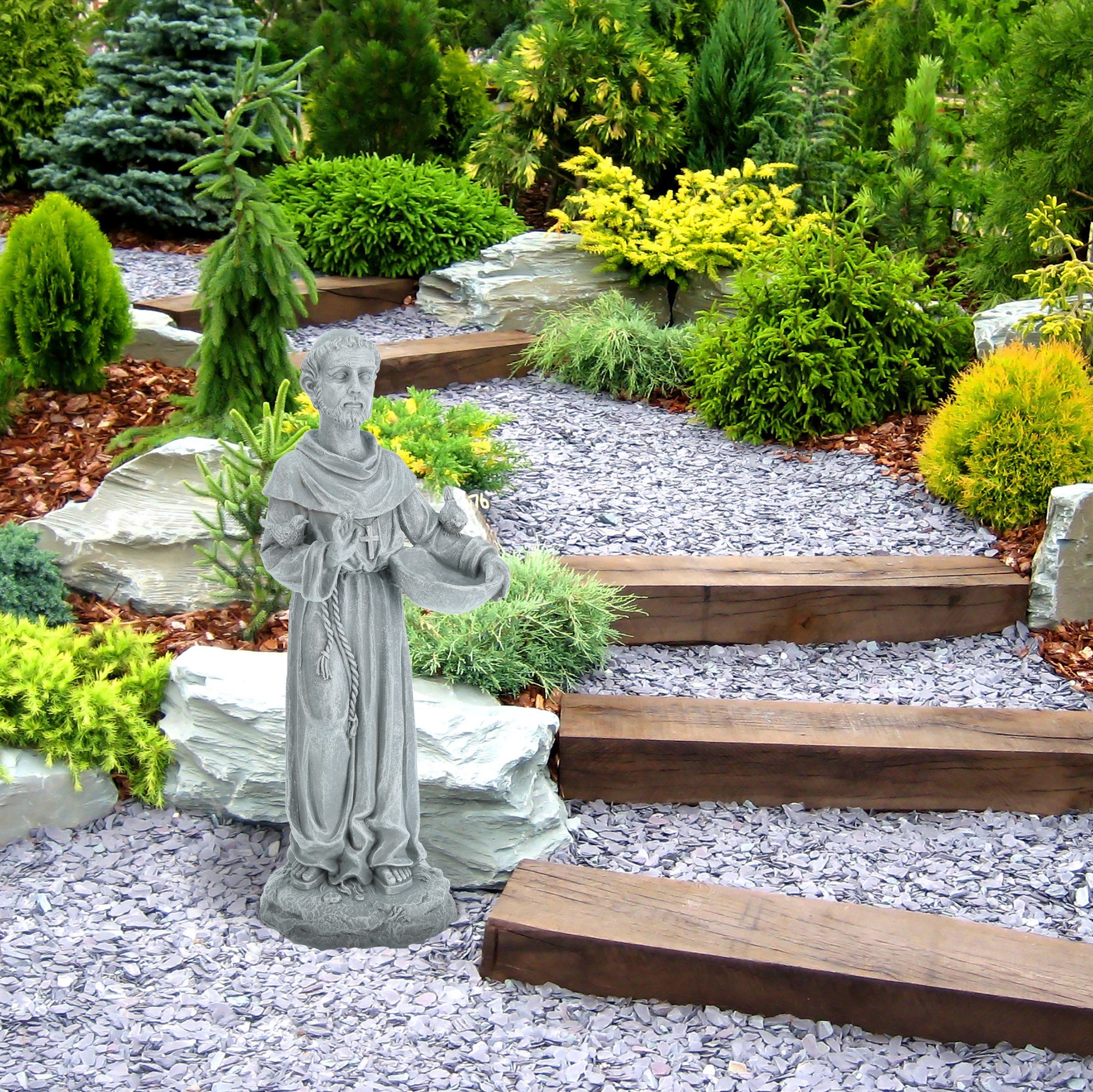 Gartenfigur mit relaxdays Gartenfigur Tränke Heiliger