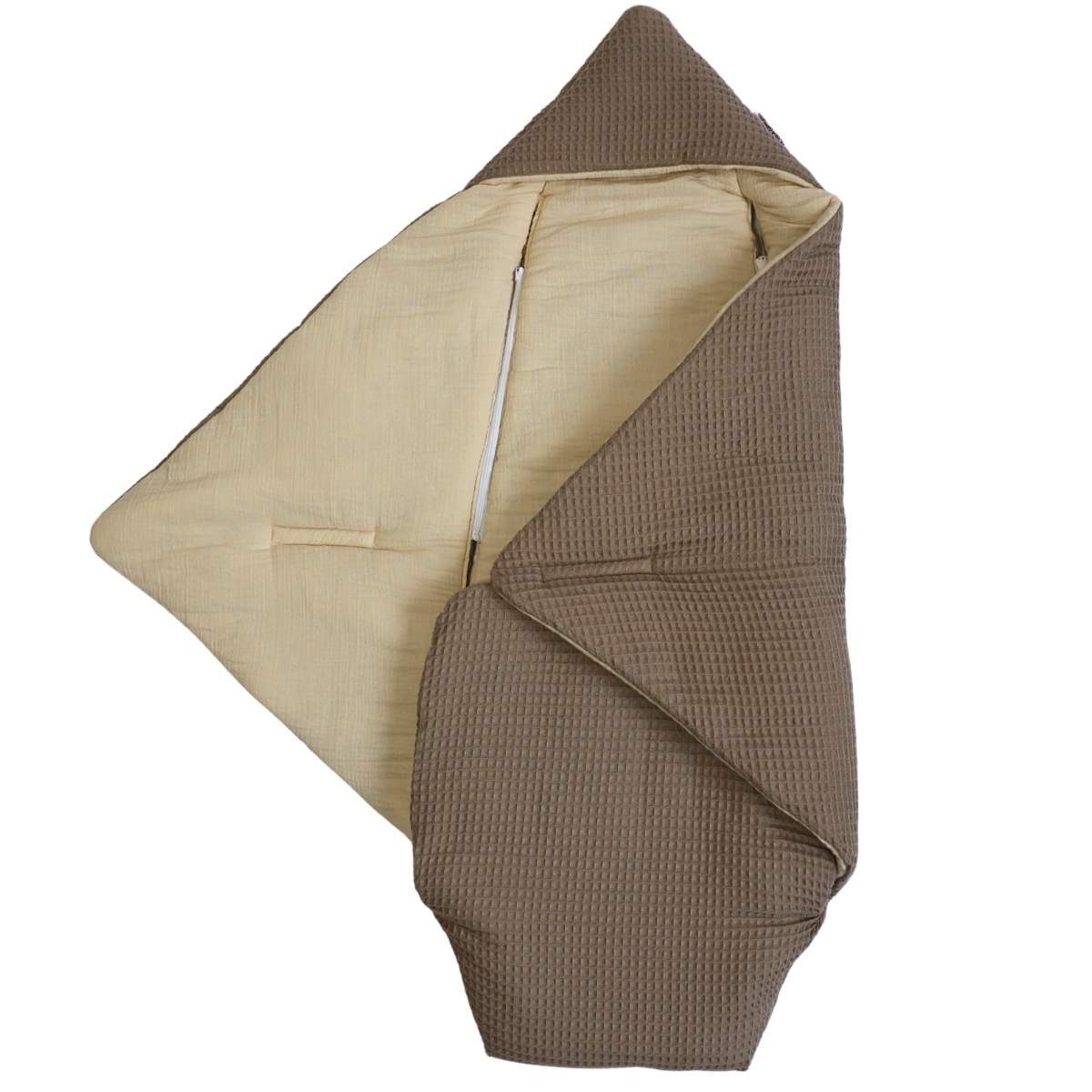 Babydecke Einschlagdecke Waffelmuster taupe/Musselin beige, HOBEA-Germany, günstig online kaufen