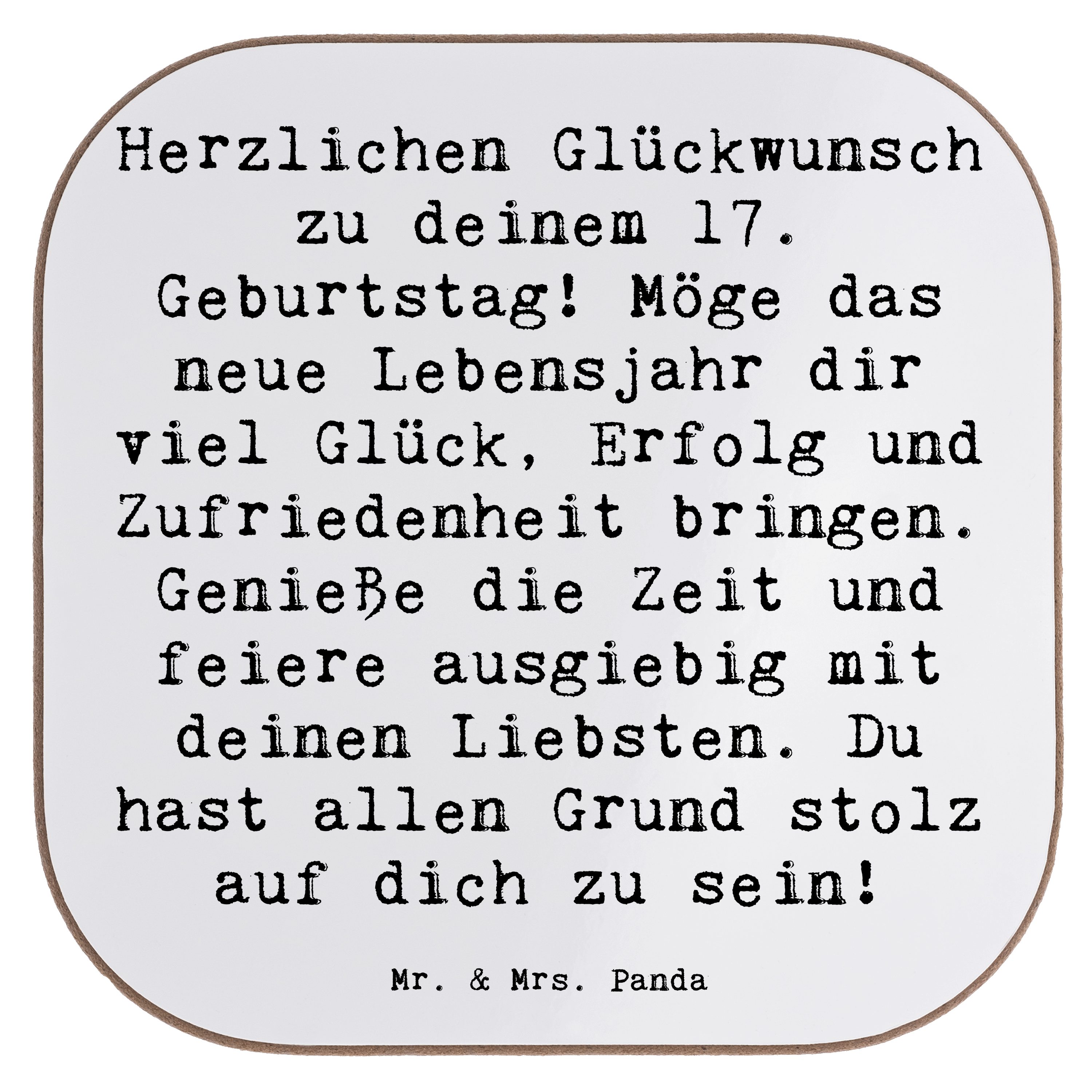 Getränkeuntersetzer Spruch 17. Geburtstag - Weiß - Geschenk, Abenteuer, Untersetzer für G