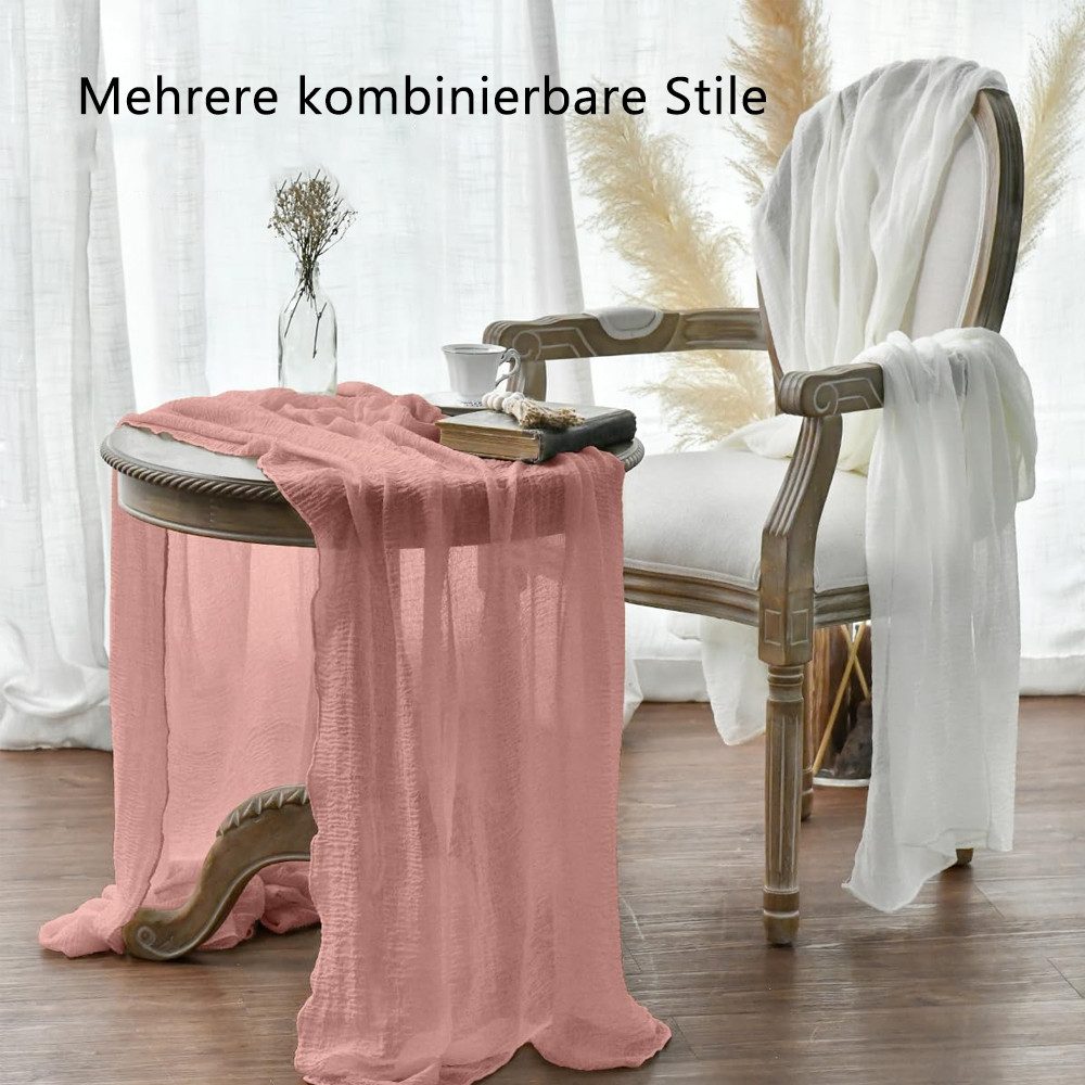 TUWENA Tischläufer Boho Gaze Tischläufer, Gaze-Käsetuch-Tischläufer,Hochzeits-Tischläufer
