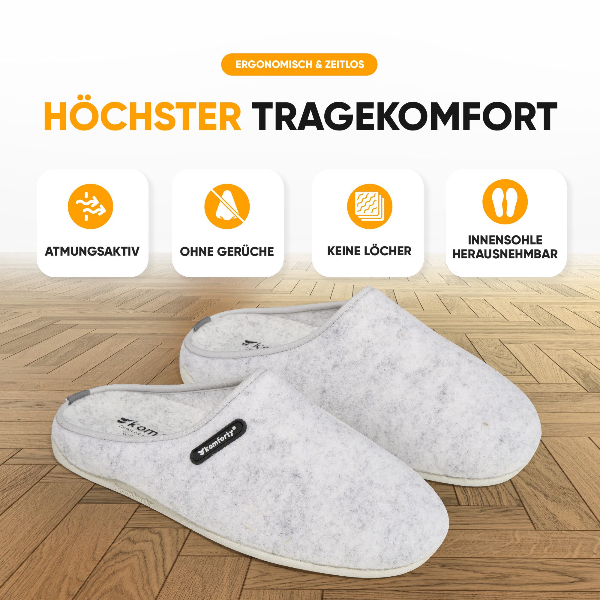Komforty Komforty Hausschuhe Damen Herren für drinnen & draußen aus Wolle Hausschuh (Paar, Natürliche Wolle, Natürlicher Kautschuk, Warme Füße, Komforty) Natürliche Wolle, Made in Spain