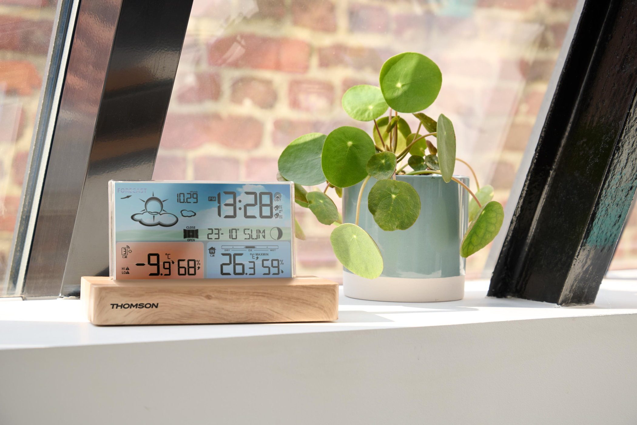 Thomson Wetterstation CT600 mit Radio Holz braun TH389203 Wetterstation