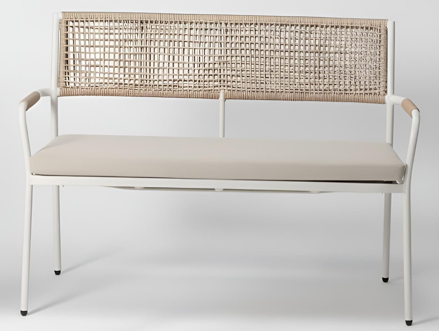 Xlmoebel Gartenlounge-Set Beige-weißes 2-Sitzer Sofa für den modernen Gartenbereich, (Gartenlounge-Set, 1-tlg., 2-Sitzer Sofa), Made in Europa