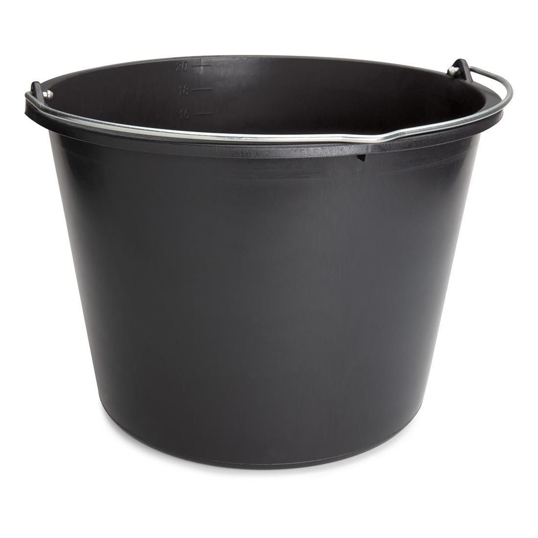 Nölle Baueimer Baueimer 12 Liter Kunststoff Schwarz mit Metallgriff 1 Stück, (Reinigungsset, Baueimer, Henkel, Skala), Eimer Kübel Behälter Fass Container Bottich