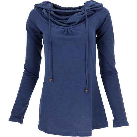 Guru-Shop Longsleeve Hoody Boho chic, Langarmshirt mit Schalkragen -.. alternative Bekleidung