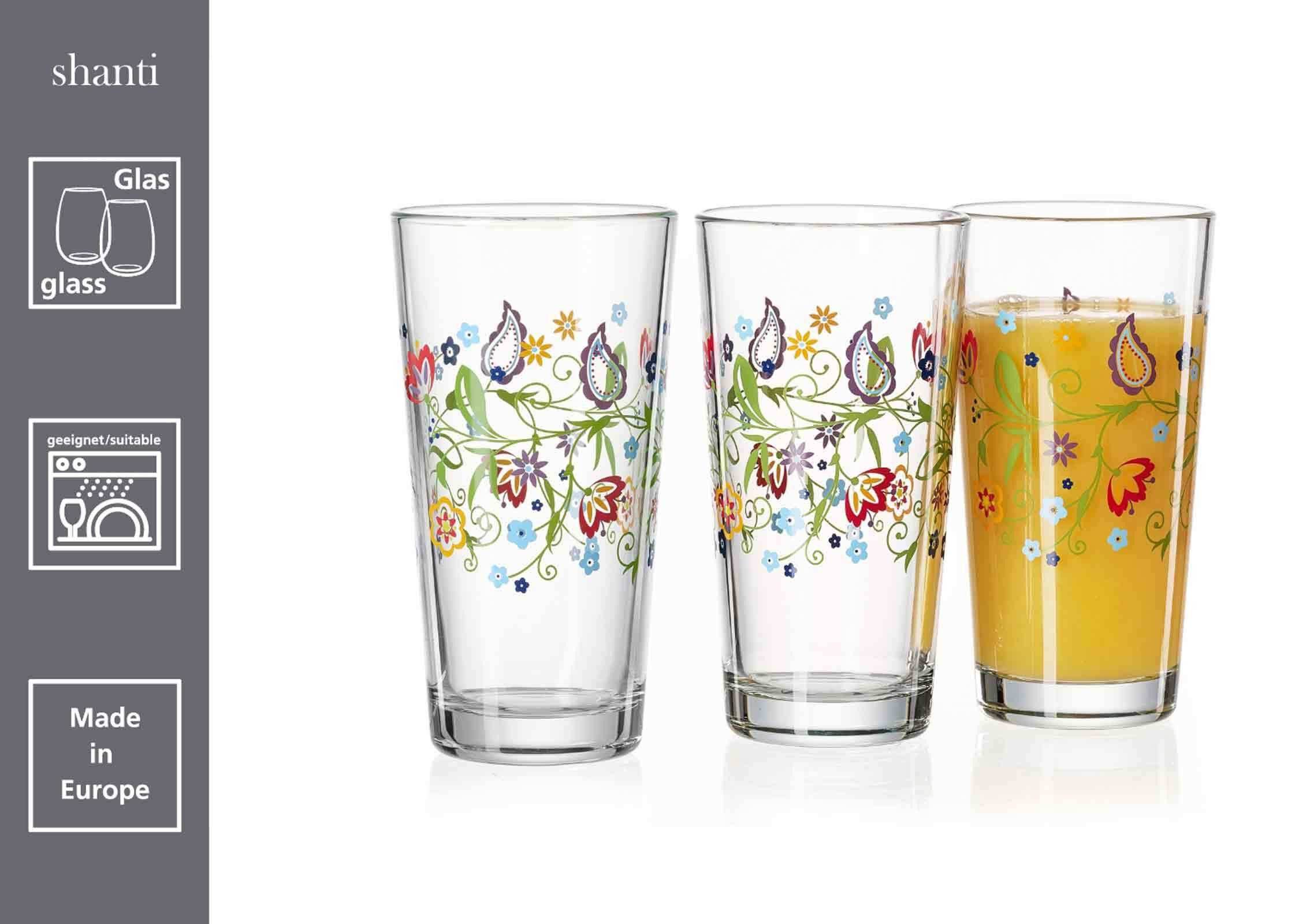 Ritzenhoff & Breker Glas Shanti Trinkgläser 380 ml 6er Set, 6-tlg., Glas