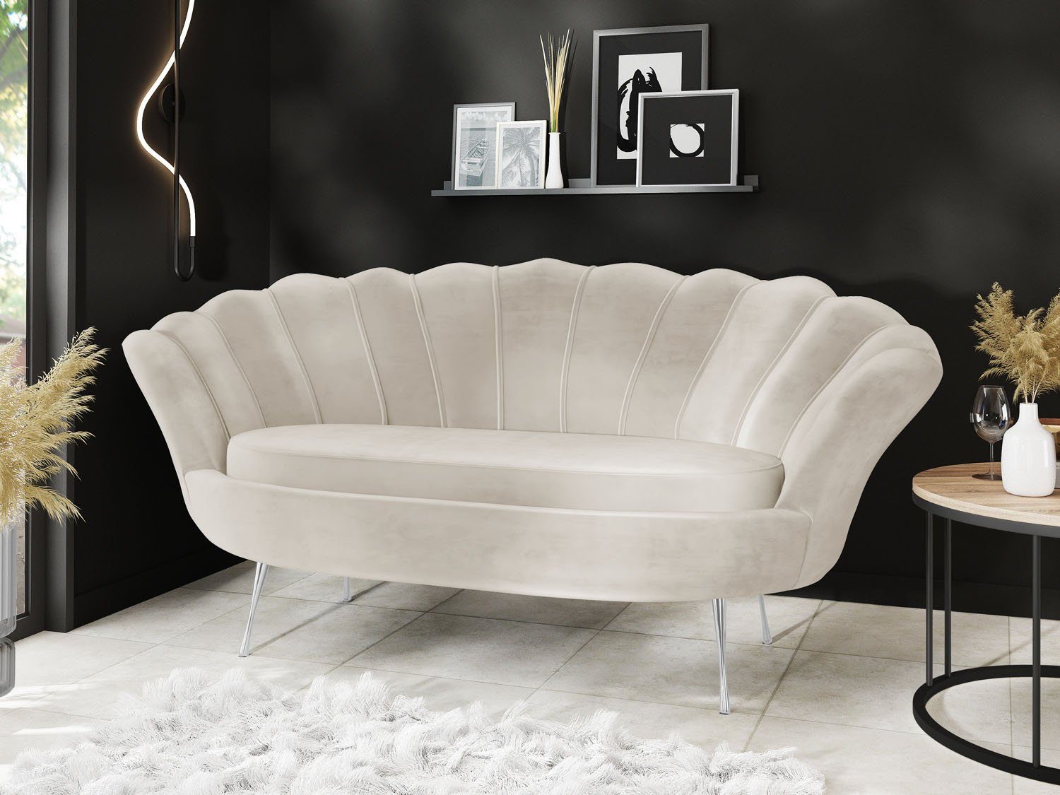 WFL GROUP Sofa Muschel, Samt 2-Sitzer günstig online kaufen