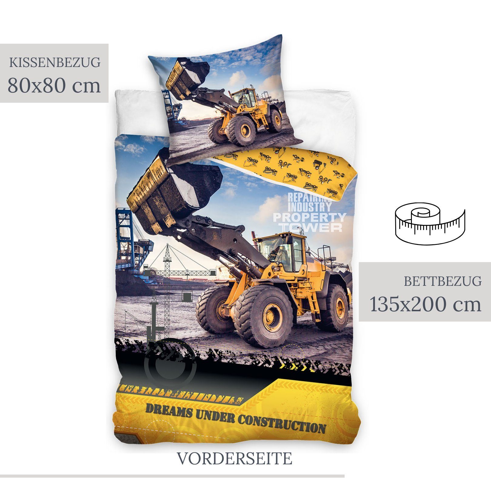 MTOnlinehandel Bettwäsche Bagger 135x200 + 80x80 cm, 100 % Baumwolle, Renfo günstig online kaufen