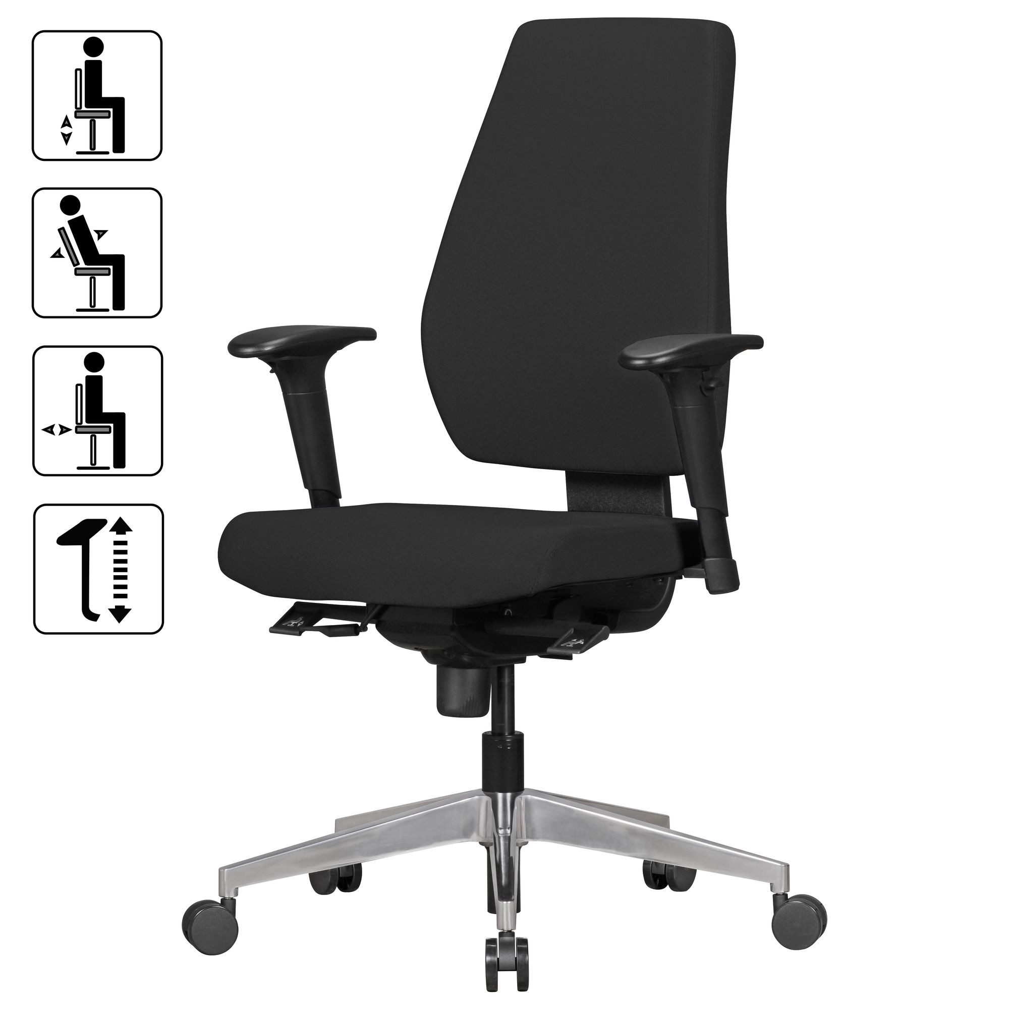 Amstyle Chefsessel Bürostuhl Darius schwarz Stoffbezug Drehstuhl höhenverstellbar Stuhl (Stoff Schwarz, Bürostuhl XXL 120 kg Modern), Schreibtischstuhl Drehbar, Drehstuhl mit Armlehne