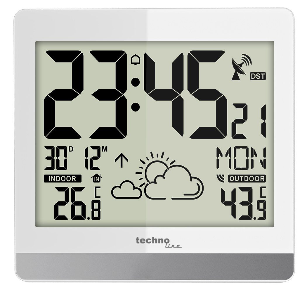 technoline Funkwanduhr WS 8119 (mit Wettervorhersage und Außensender)