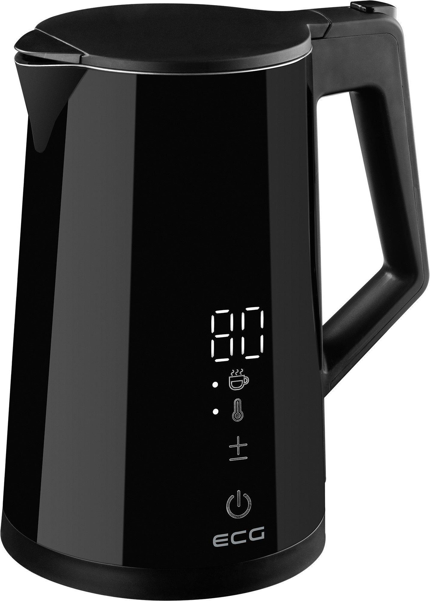 ECG Wasserkocher RK 1893 Digitouch Black, 1,7 l, 2200 W, 5 Temperaturmodi, Hochwertige STRIX-Technologie