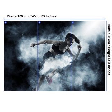 wandmotiv24 Fototapete Fitness Frau mit Rauch Effekt, glatt, Wandtapete, Motivtapete, matt, Vliestapete