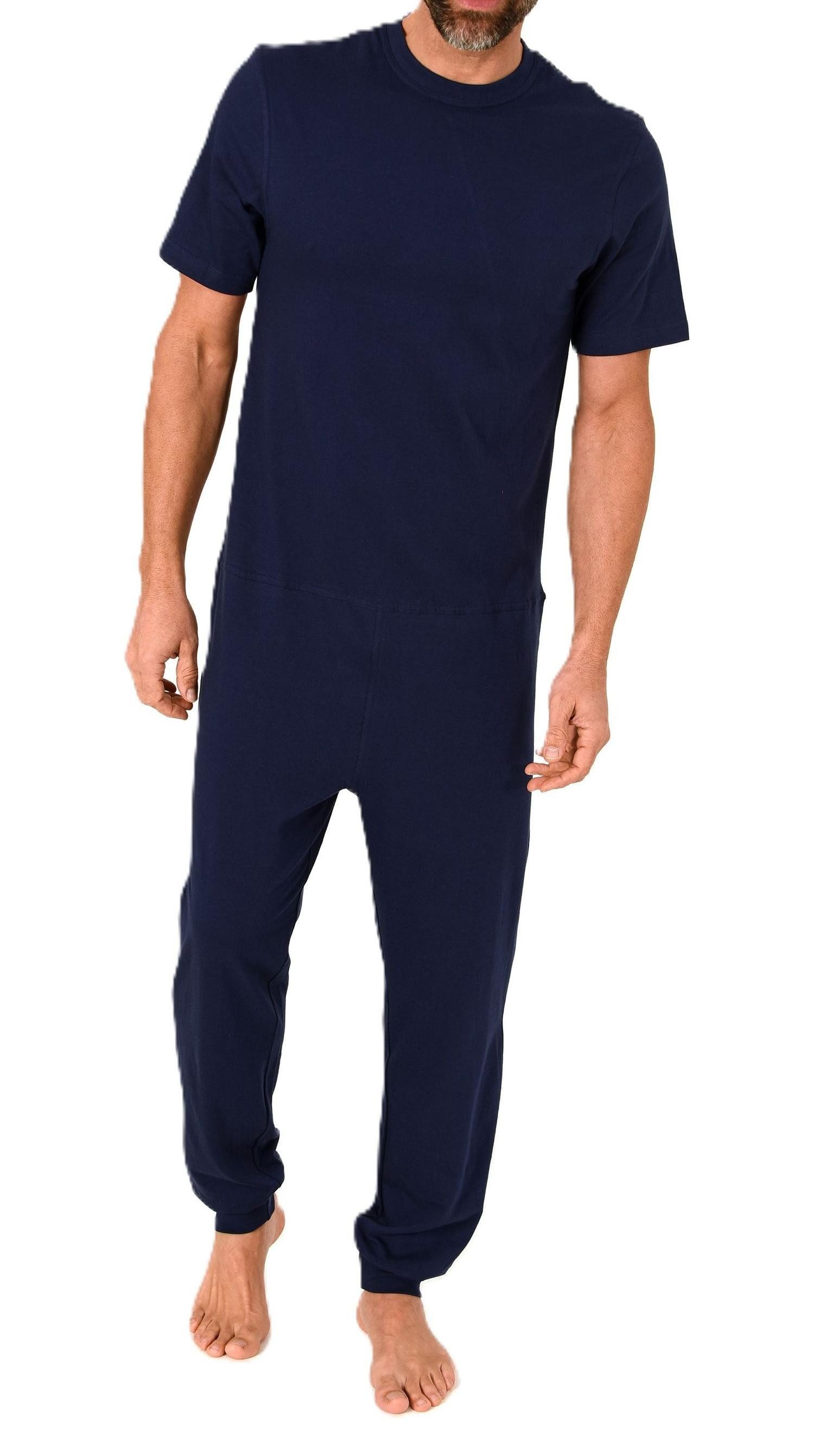 Normann Pyjama Herren Pflegeoverall kurzarm mit langen Bein + Rücken Reißverschluß
