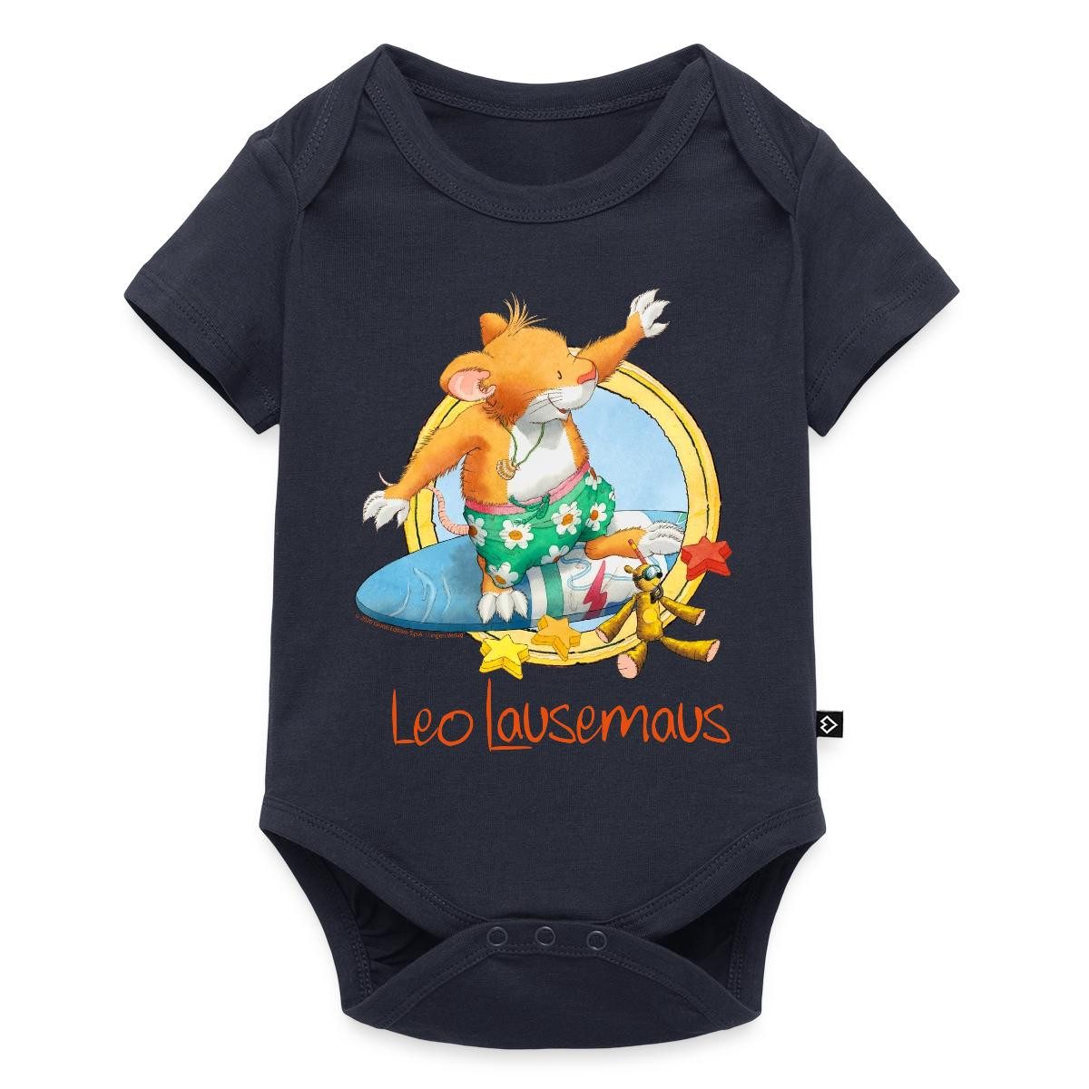 Spreadshirt Kurzarmbody Leo Lausemaus Sommer Surfer Urlaub Kurzarm Tages Baby Body (1-tlg)