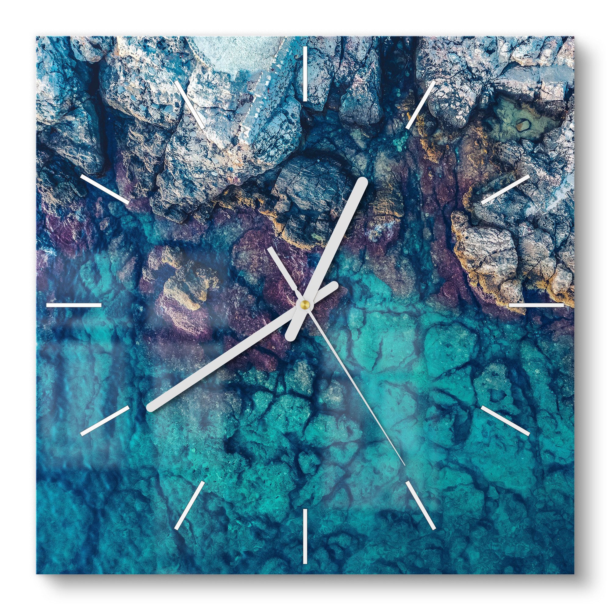 DEQORI Wanduhr 'Küstenfarbenspiel' (Glas Glasuhr modern günstig online kaufen