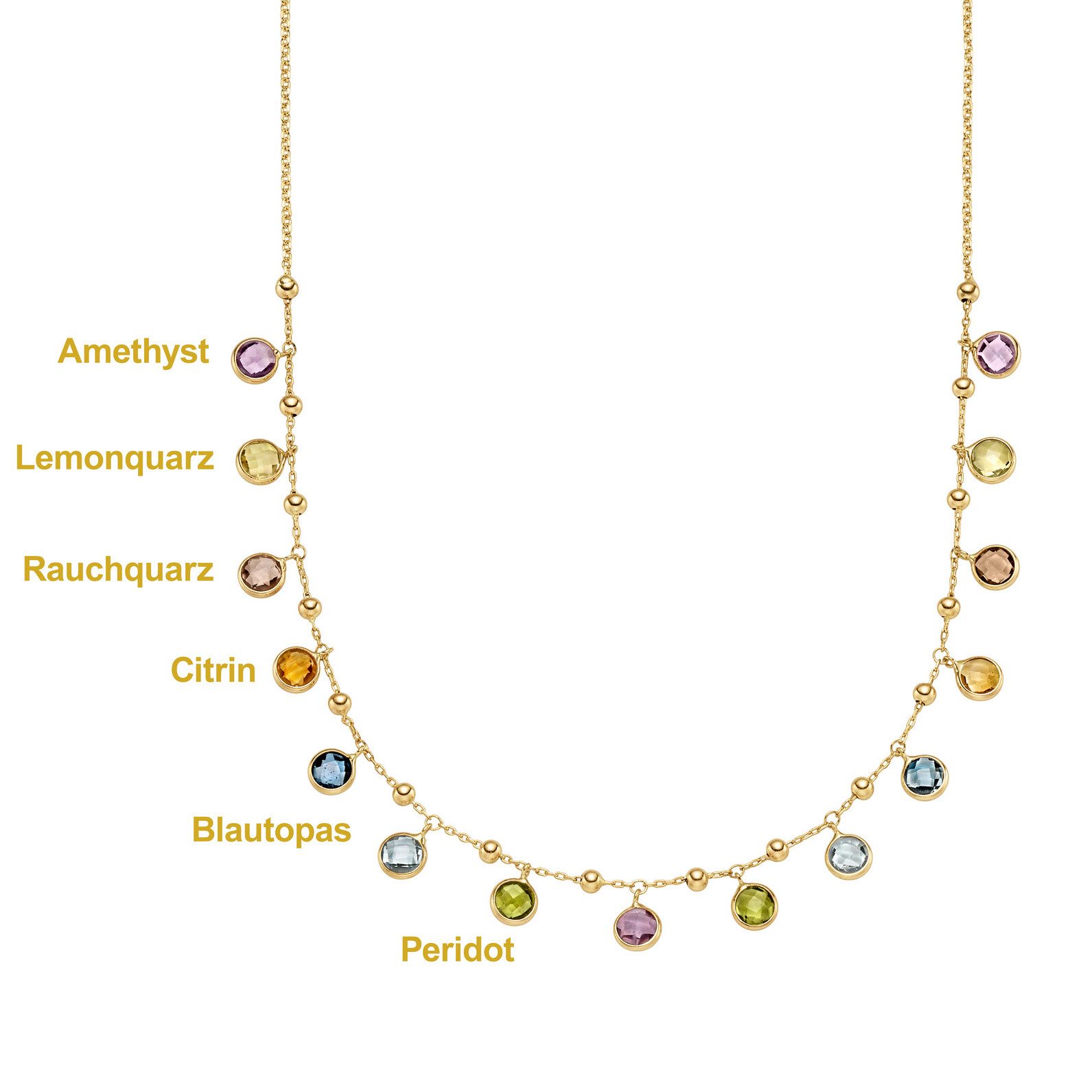 HOPLO Goldarmband Goldkette Armkette mit Farbsteinen 1,1mm massiv 585-14 Ka günstig online kaufen