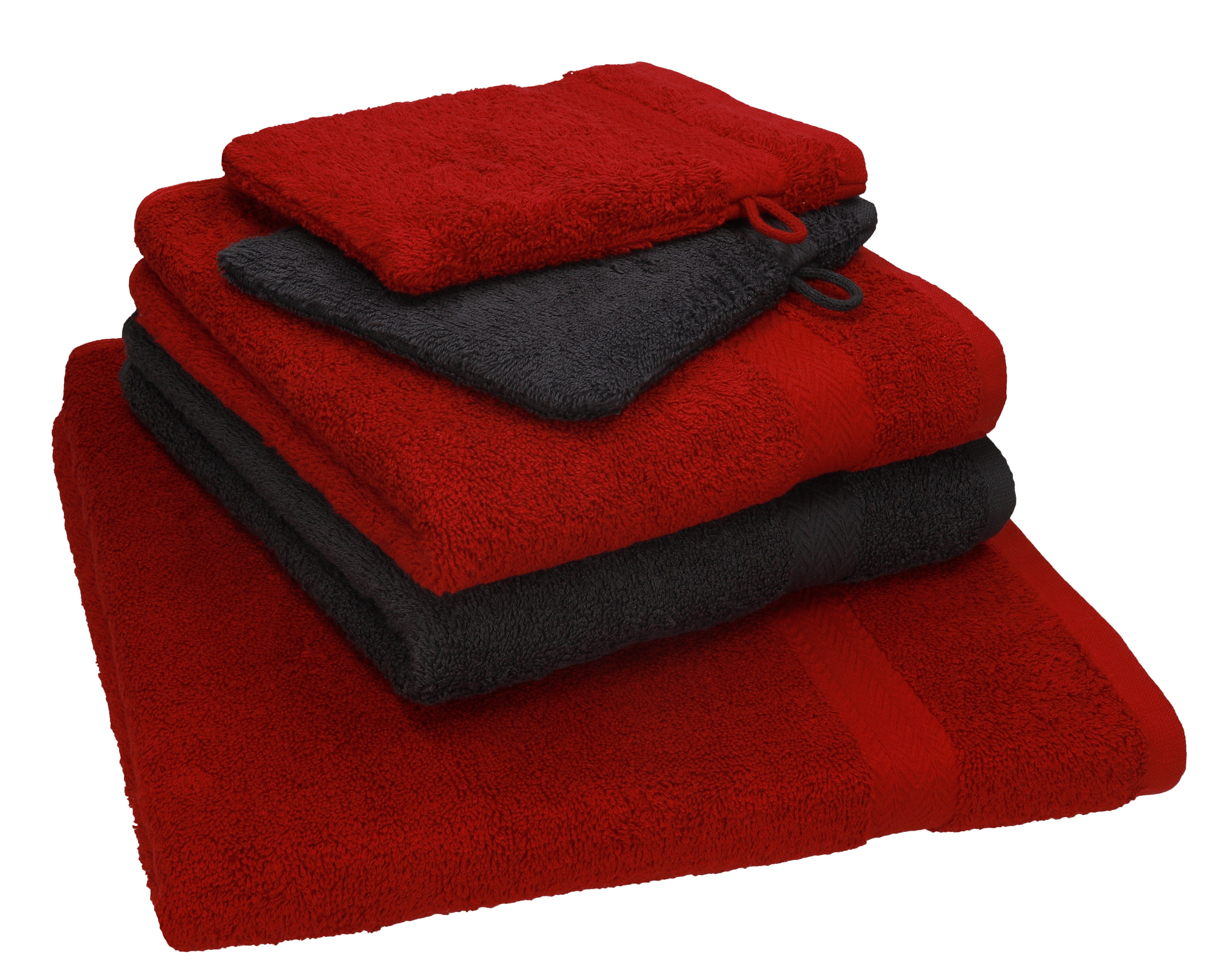 Betz Handtuch Set TLG. 5 Single grau Set 100% rubinrot-graphit Handtuch 2 2 Baumwolle Handtücher 100% 1 Baumwolle Duschtuch Waschhandschuhe, Pack