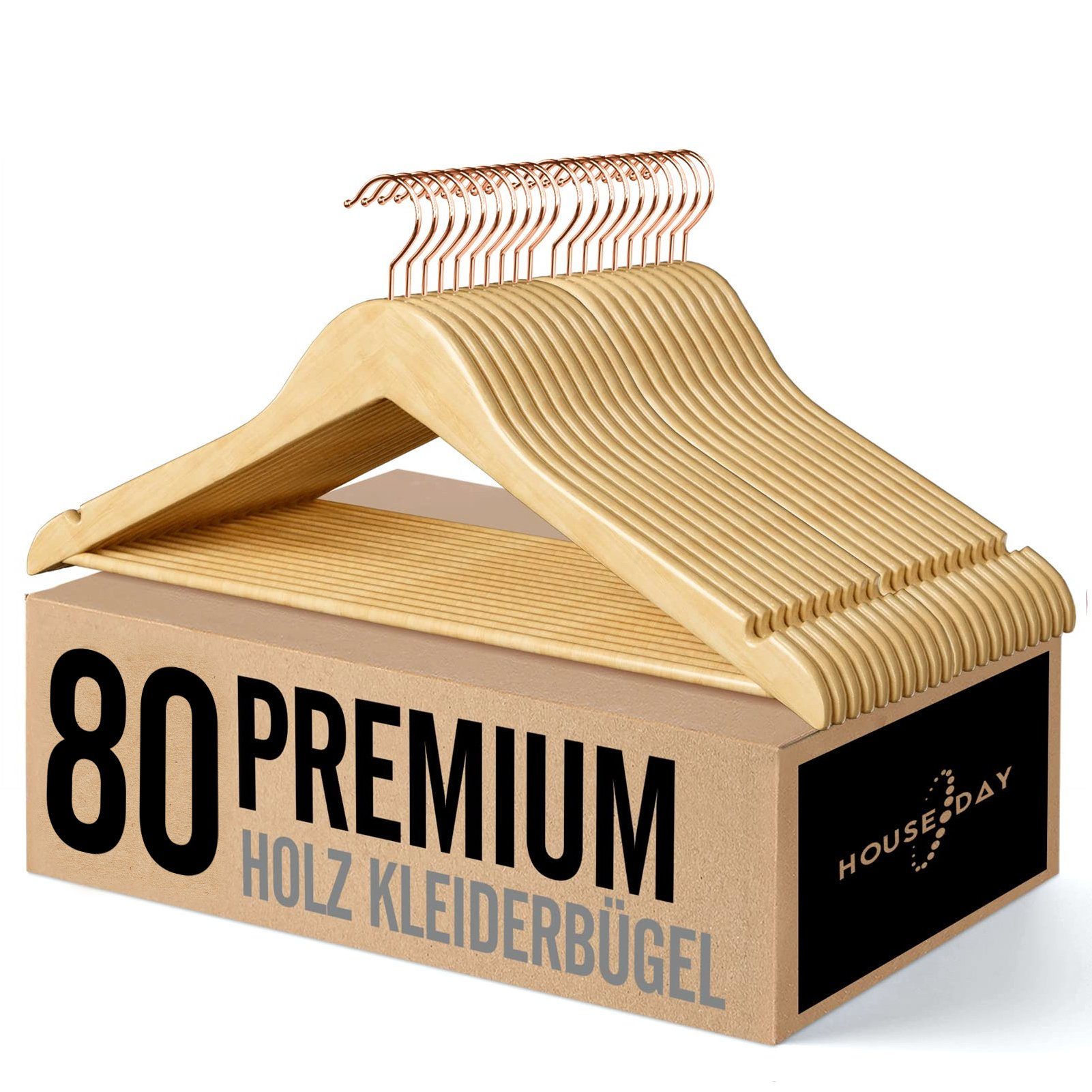 House Day Kleiderbügel Holz für Anzüge, rutschfest, (80-tlg), Kleiderbügel günstig online kaufen