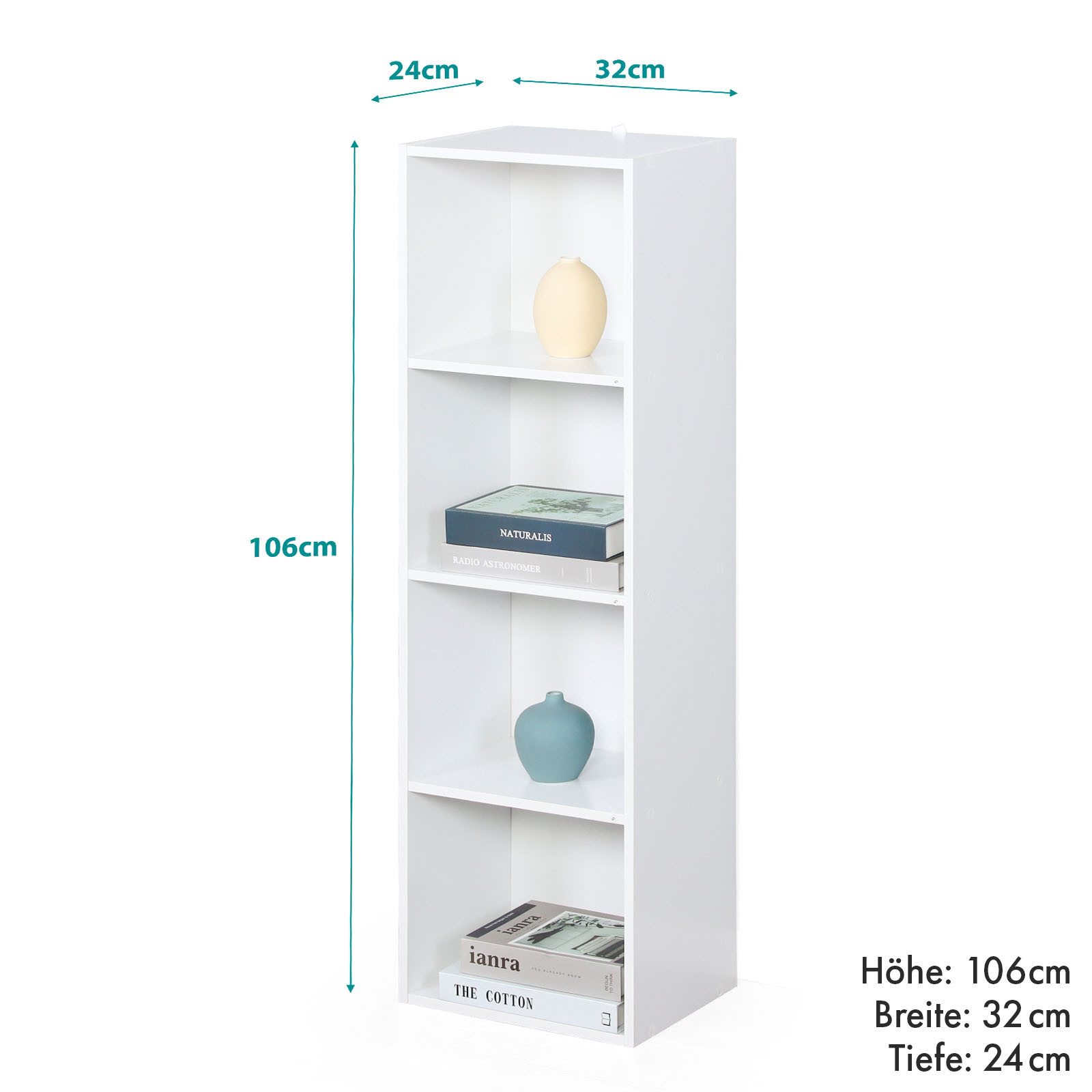 Floordirekt Bücherregal Alaska in 2 Größen, weißes Regal aus MDF, platzspar günstig online kaufen